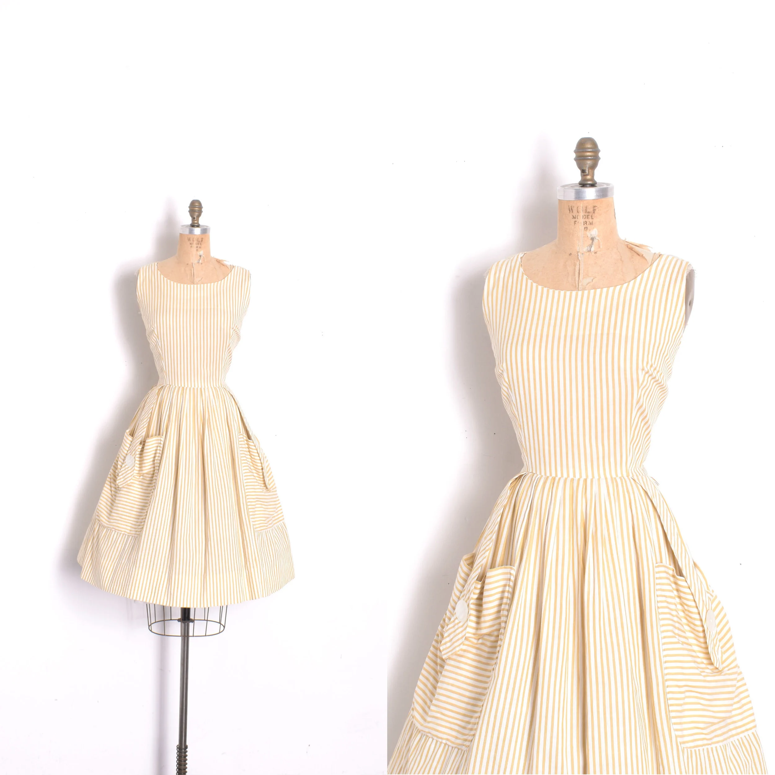 1950s Striped Cotton Sundress with Oversized Pockets-large
