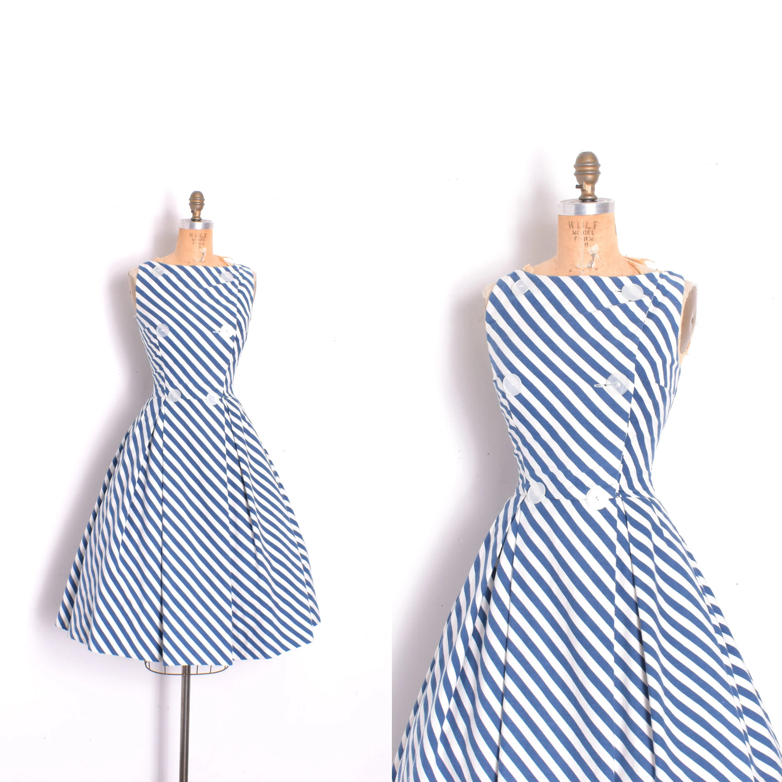 1950s Striped Cotton Sundress-XS/small