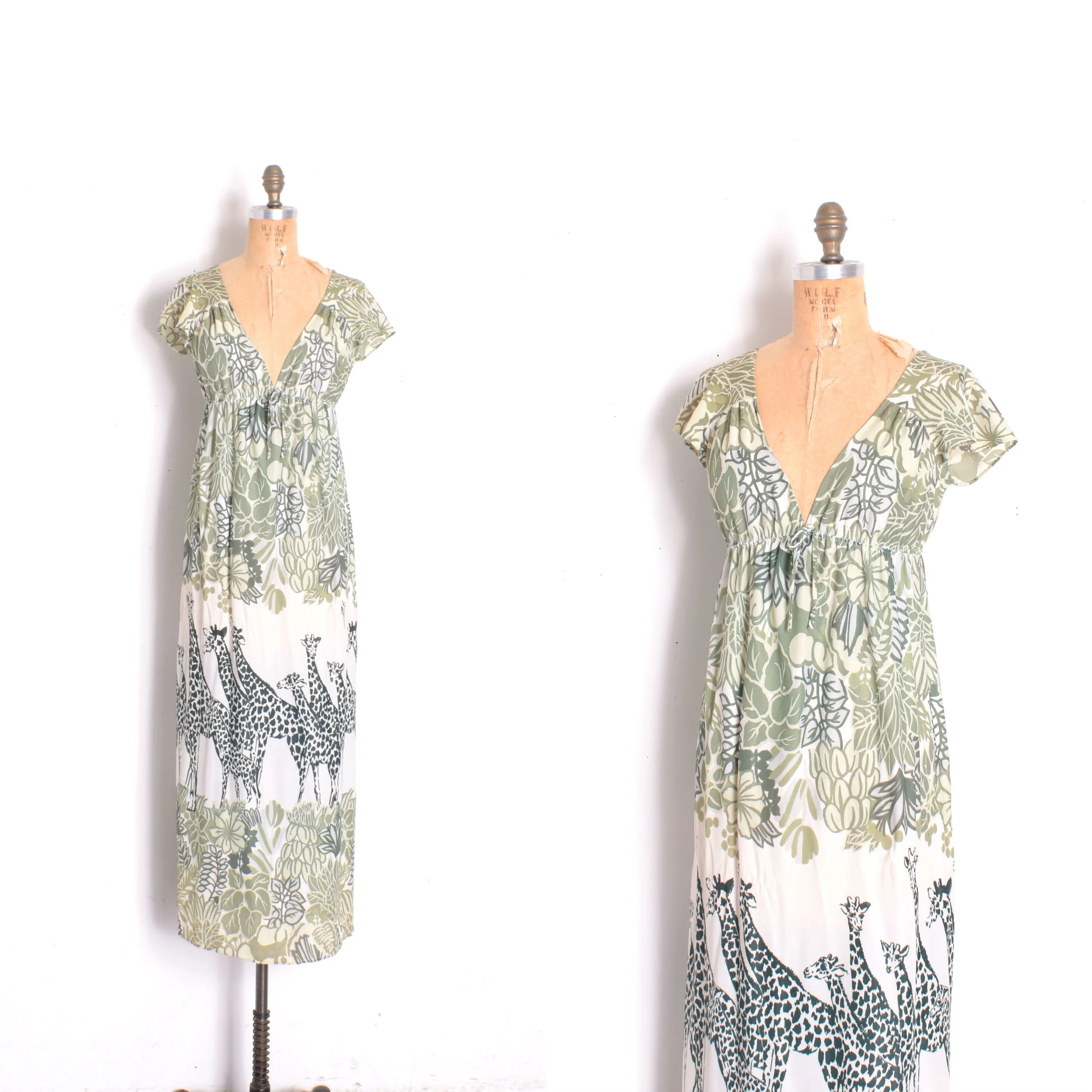 1970s Giraffe Print Maxi Dress-small/medium