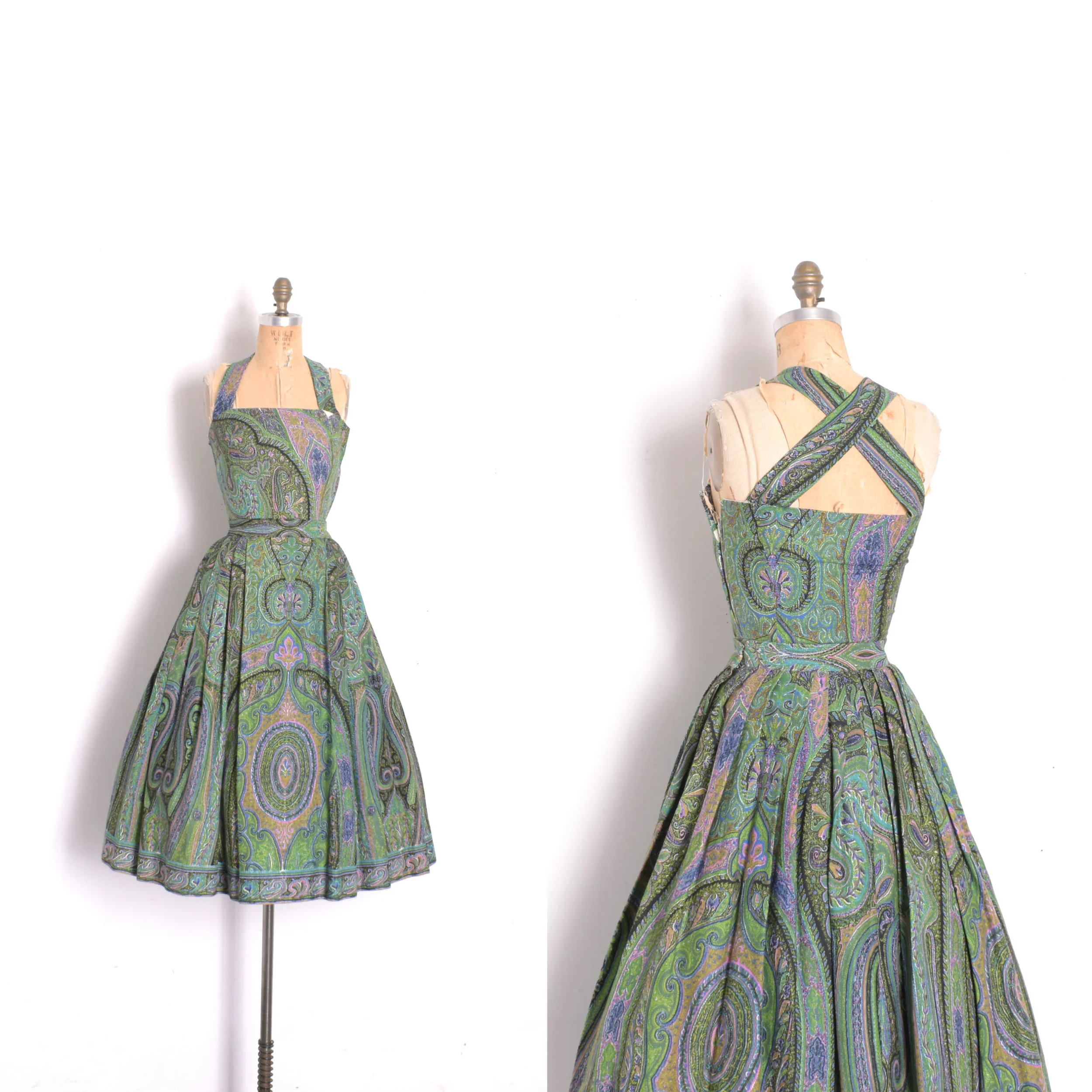 1950s Vibrant Paisley Two-Piece Set-extra small