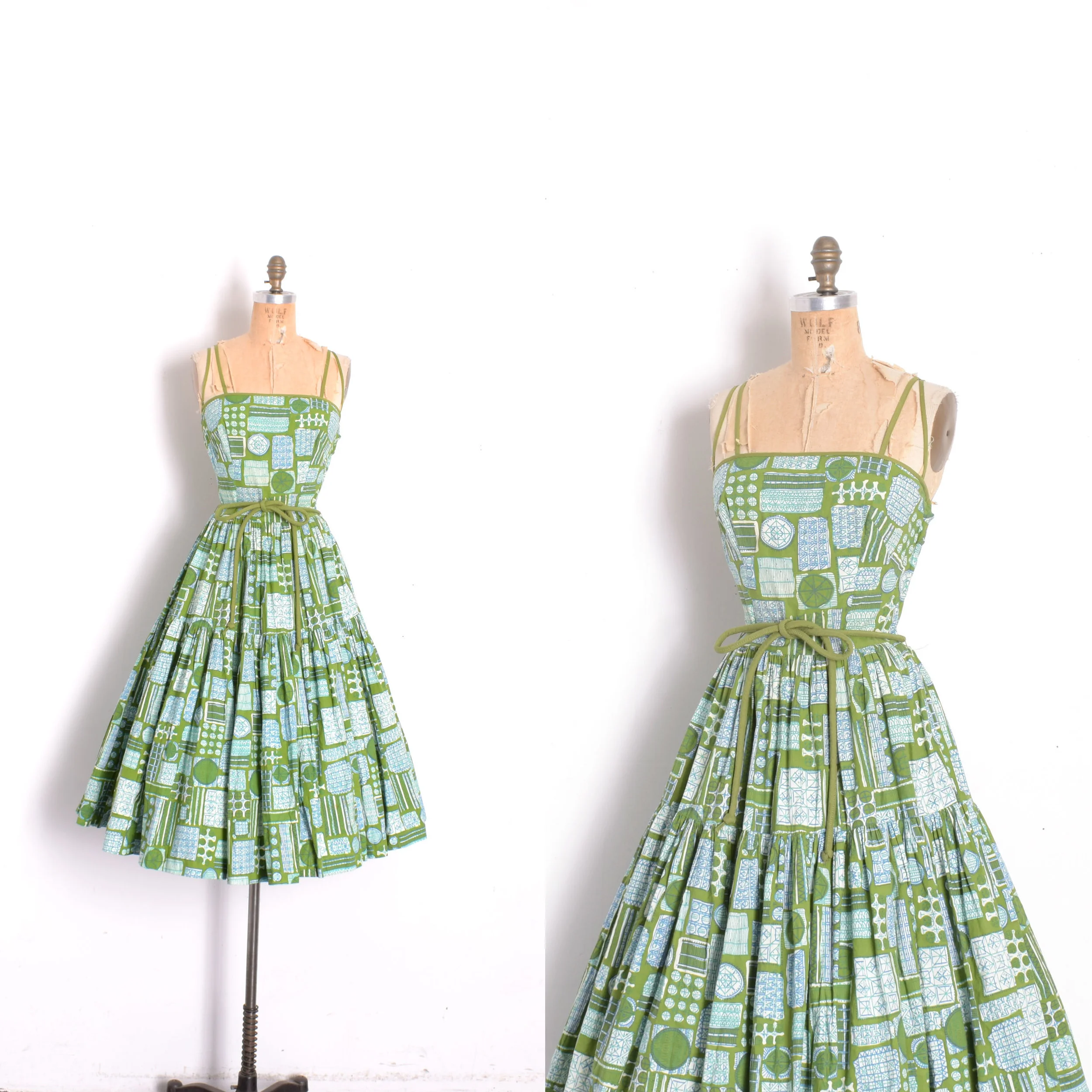1950s Alex Coleman Geometric Printed Sundress-small