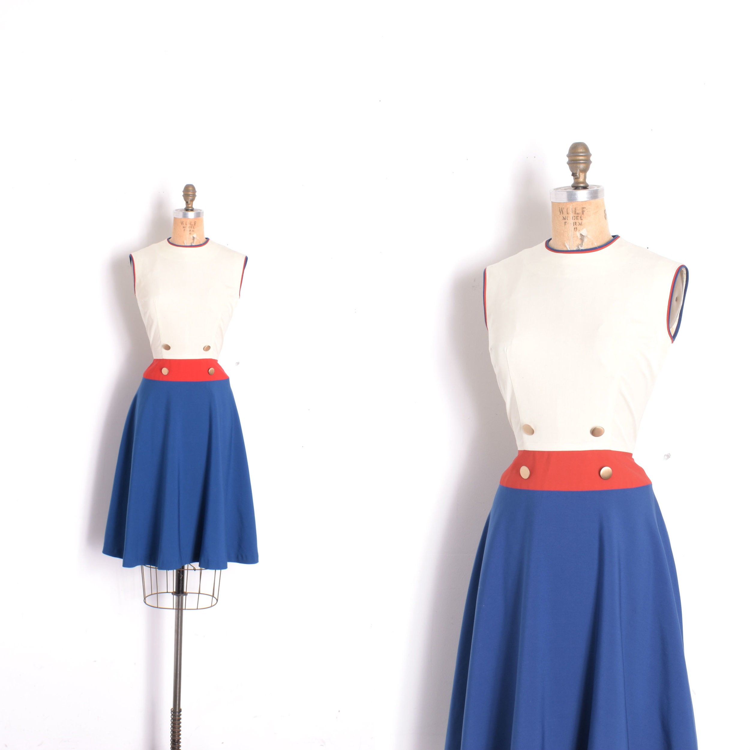 1960s Red White and Blue Sundress-small