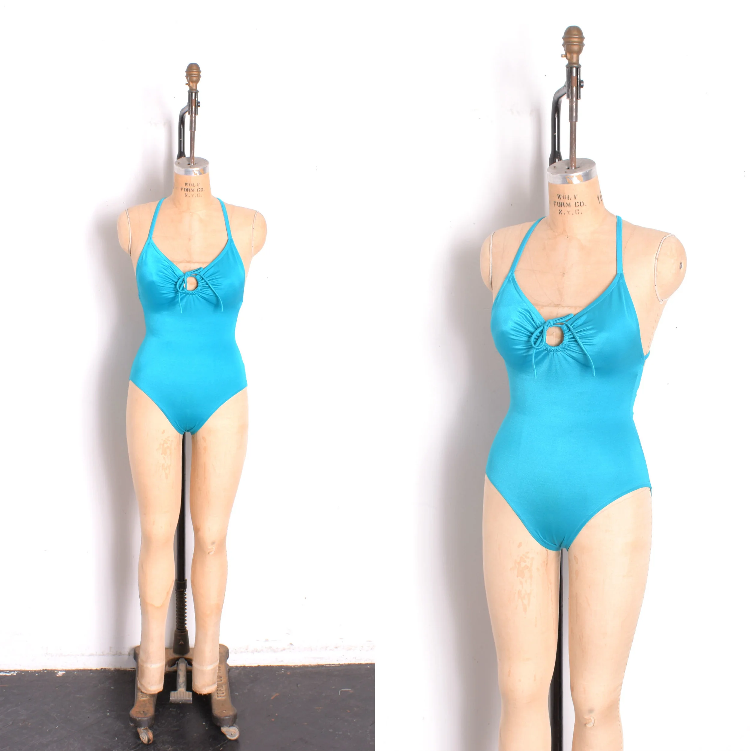 1980s Teal One-Piece Swimsuit-small/medium