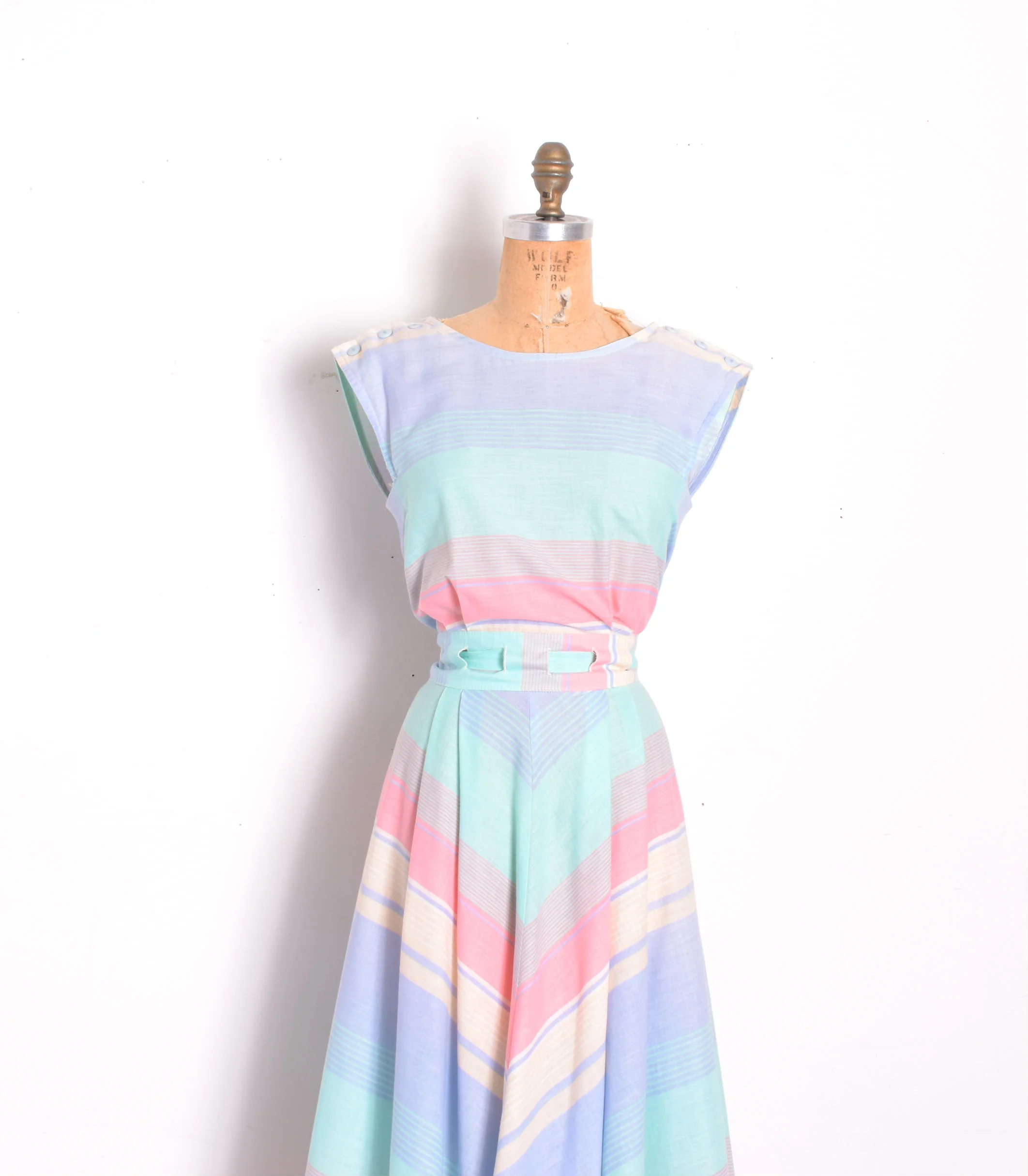 1980s Pastel Striped Dress - large  La Poubelle Vintage