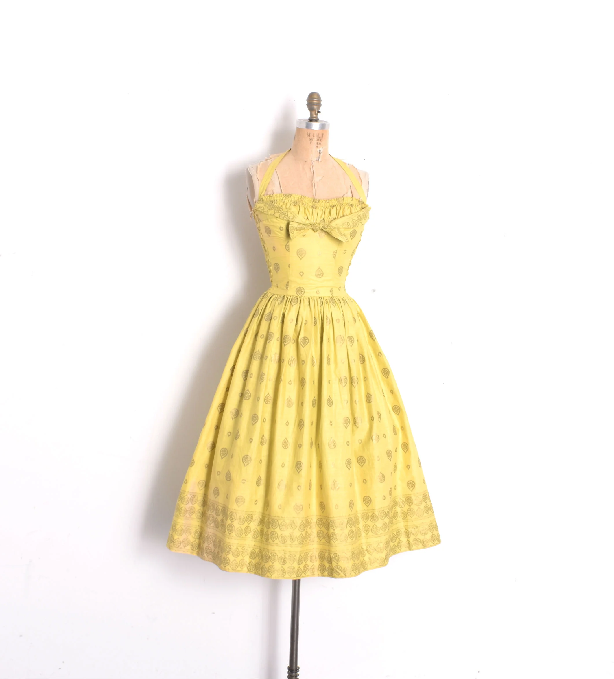 slim fit dress slacks Vintage 1950s Cotton Dress W Bateau Collar & Crinoline Skirt Size M main image 1