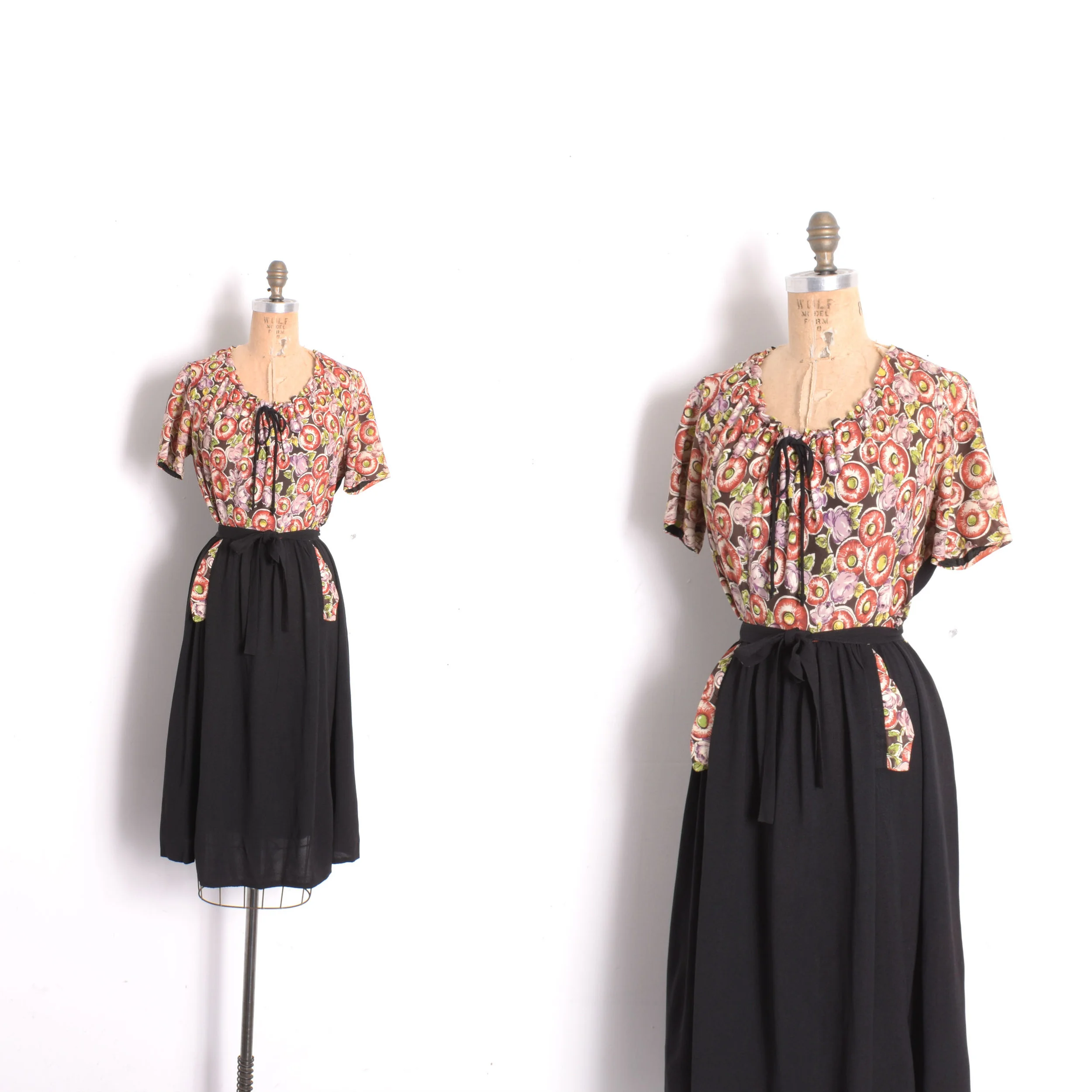 1940s Rayon Jersey Expandable Dress-S/M/L