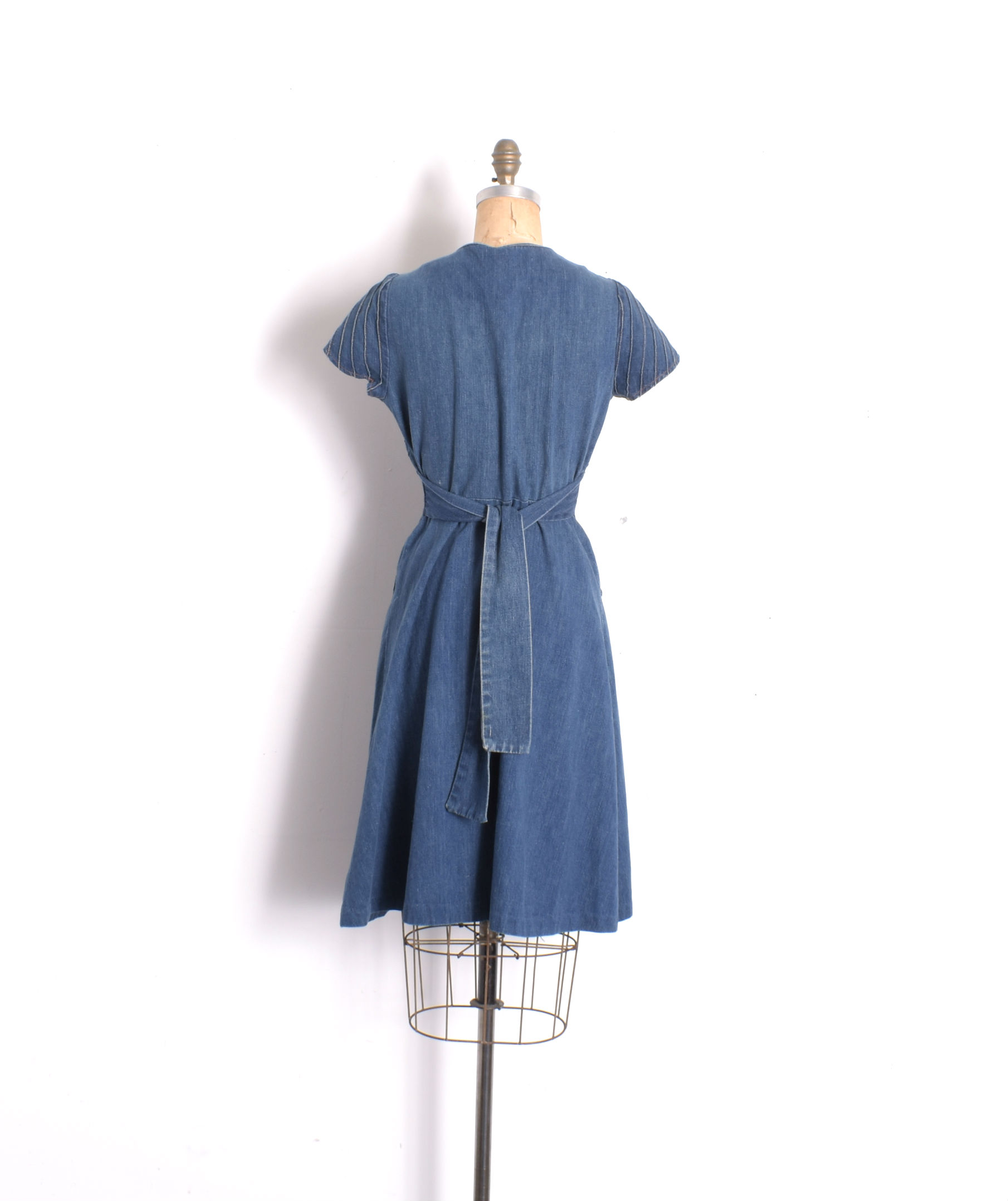 1970s Denim Fit and Flare Dress-small  La Poubelle Vintage