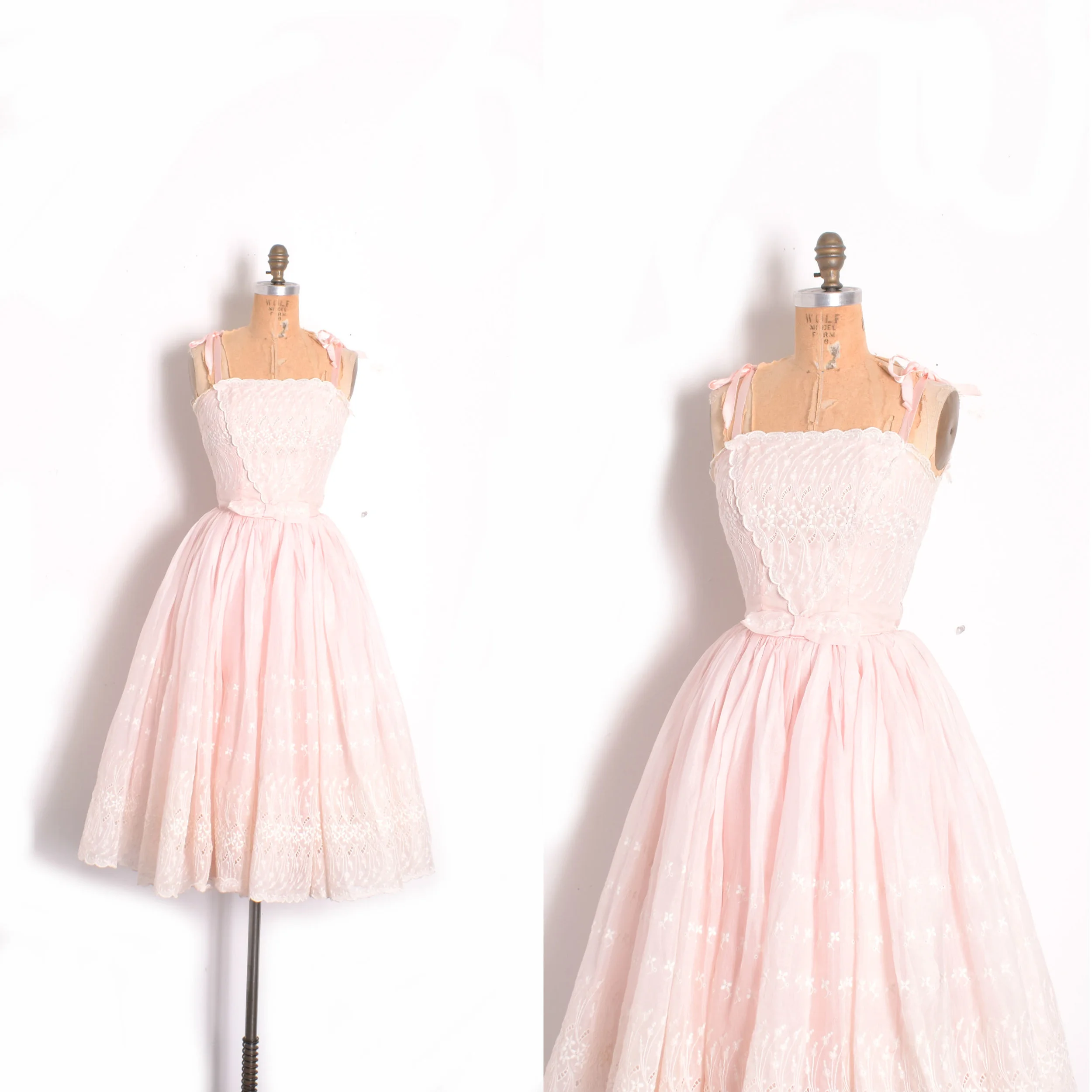1950s Eyelet Organdy Princess Dress-XS