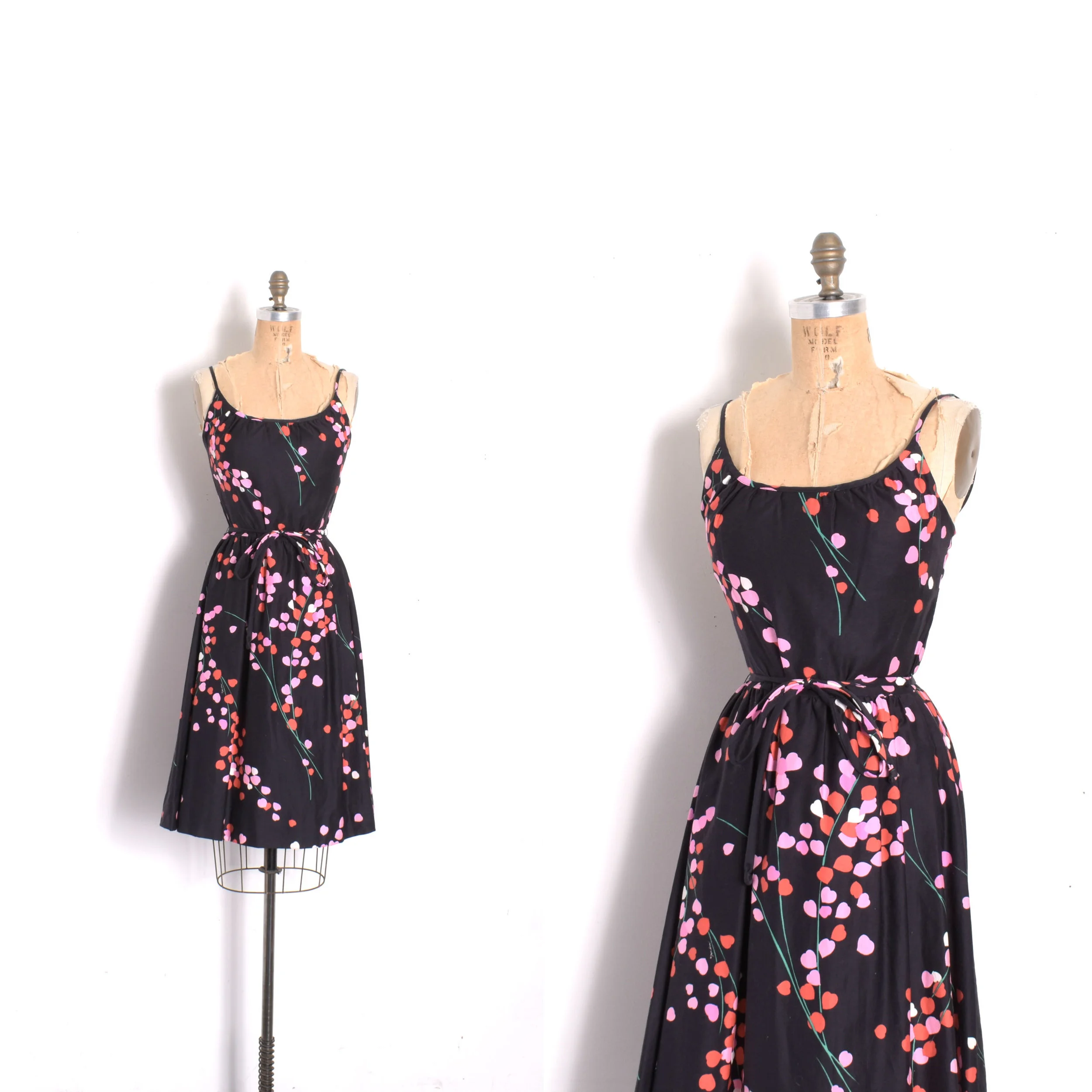 1960s Heart Print Cotton Sundress-XS/S