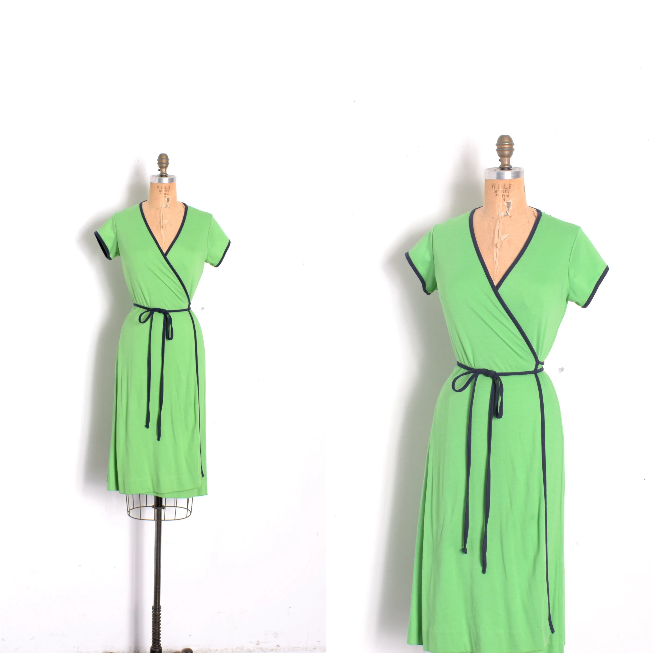 1970s Cotton Jersey Wrap Dress-S/M