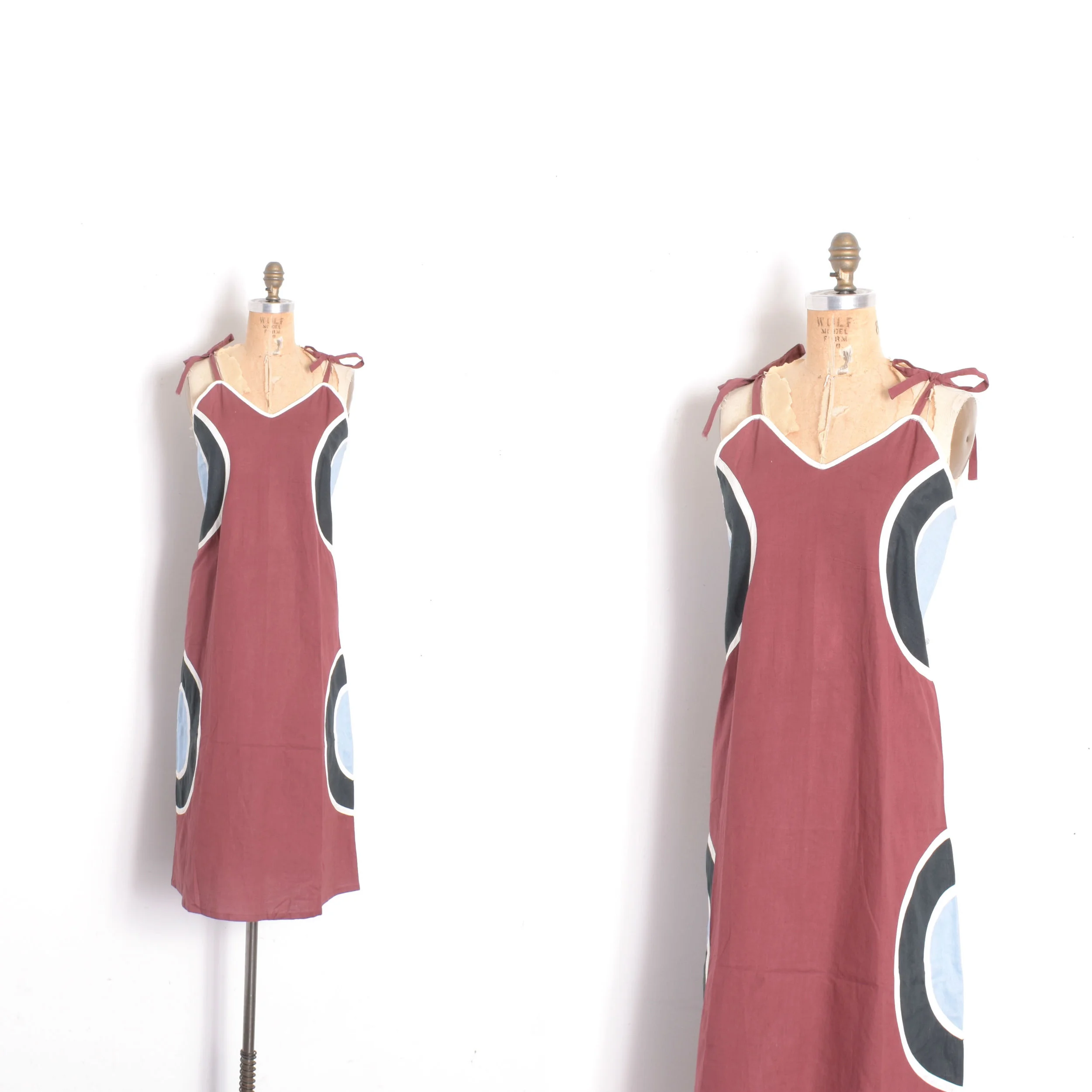 Deadstock 1970s Blue Cotton Bullseye Dress-medium