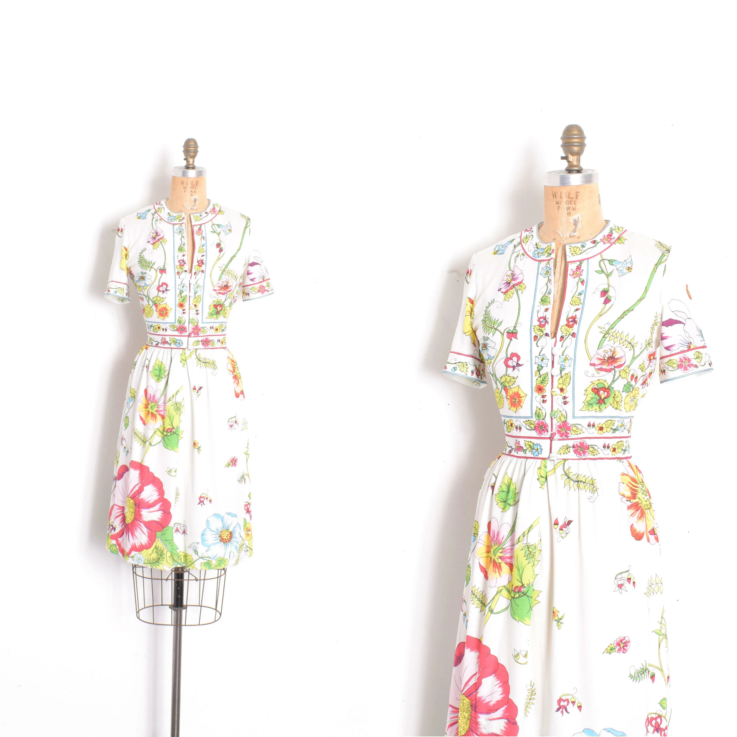 1970s Maurice Vibrant Floral Dress-medium