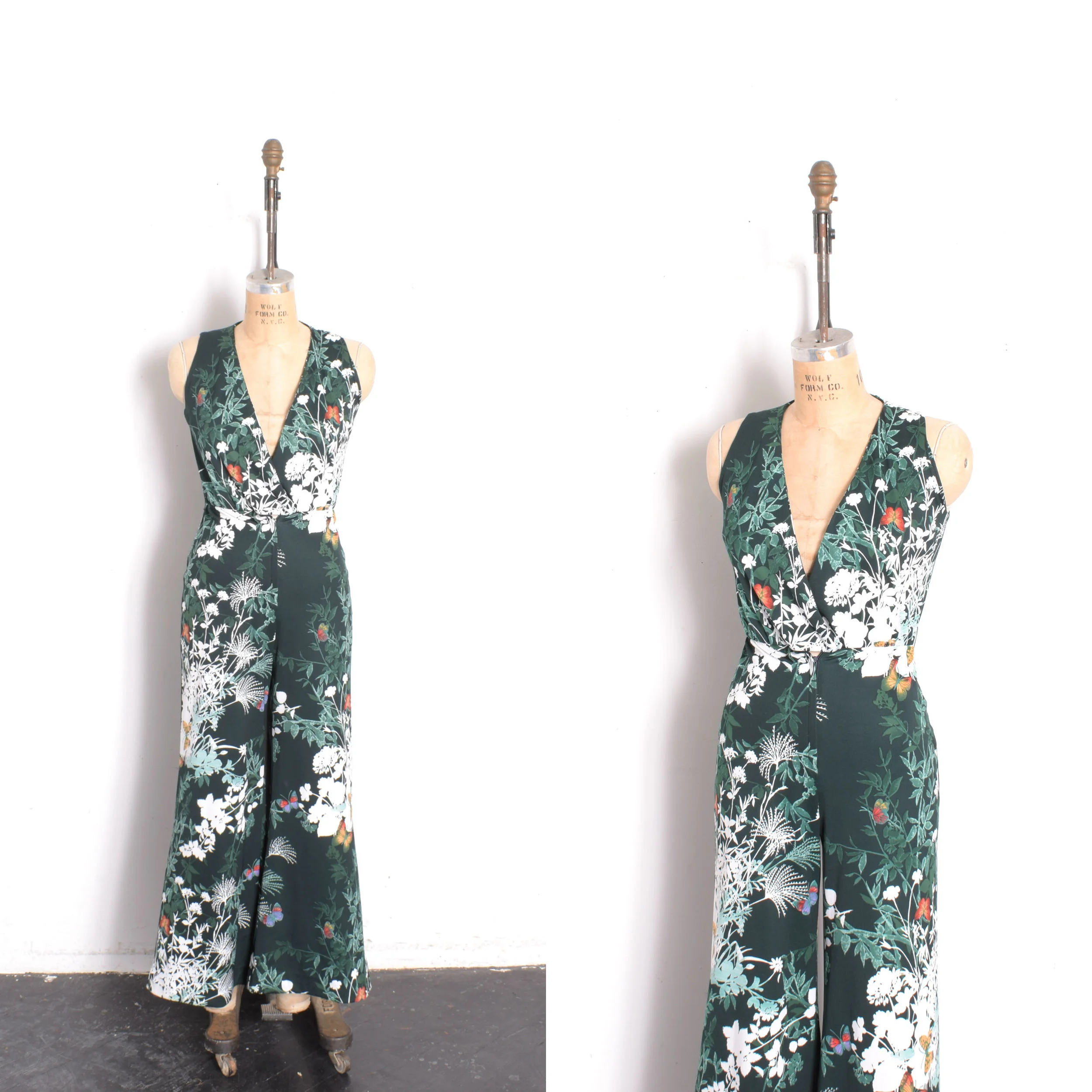 1970s Butterfly Flared Jumpsuit-XS