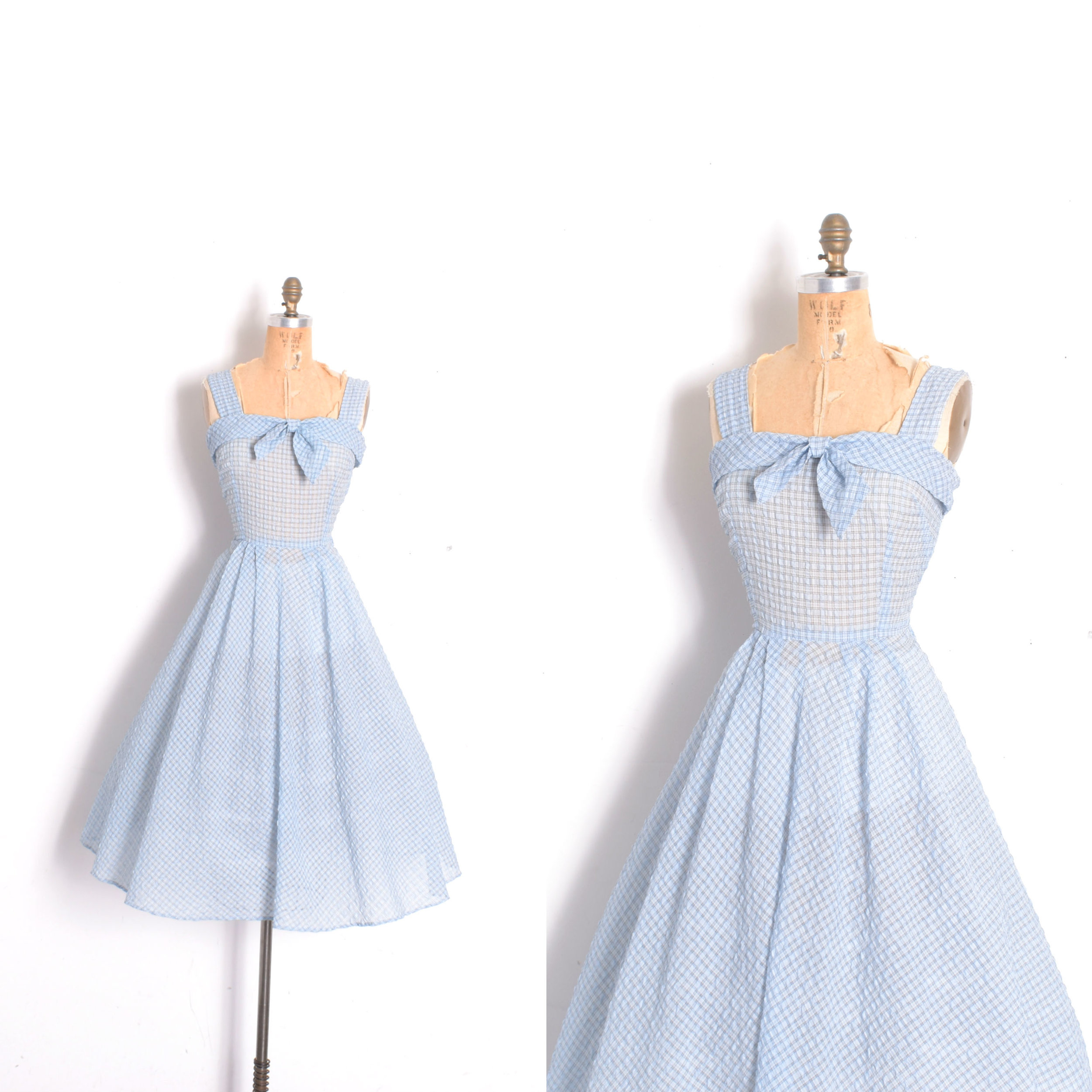 1950s nylon plisse baby blue sundress