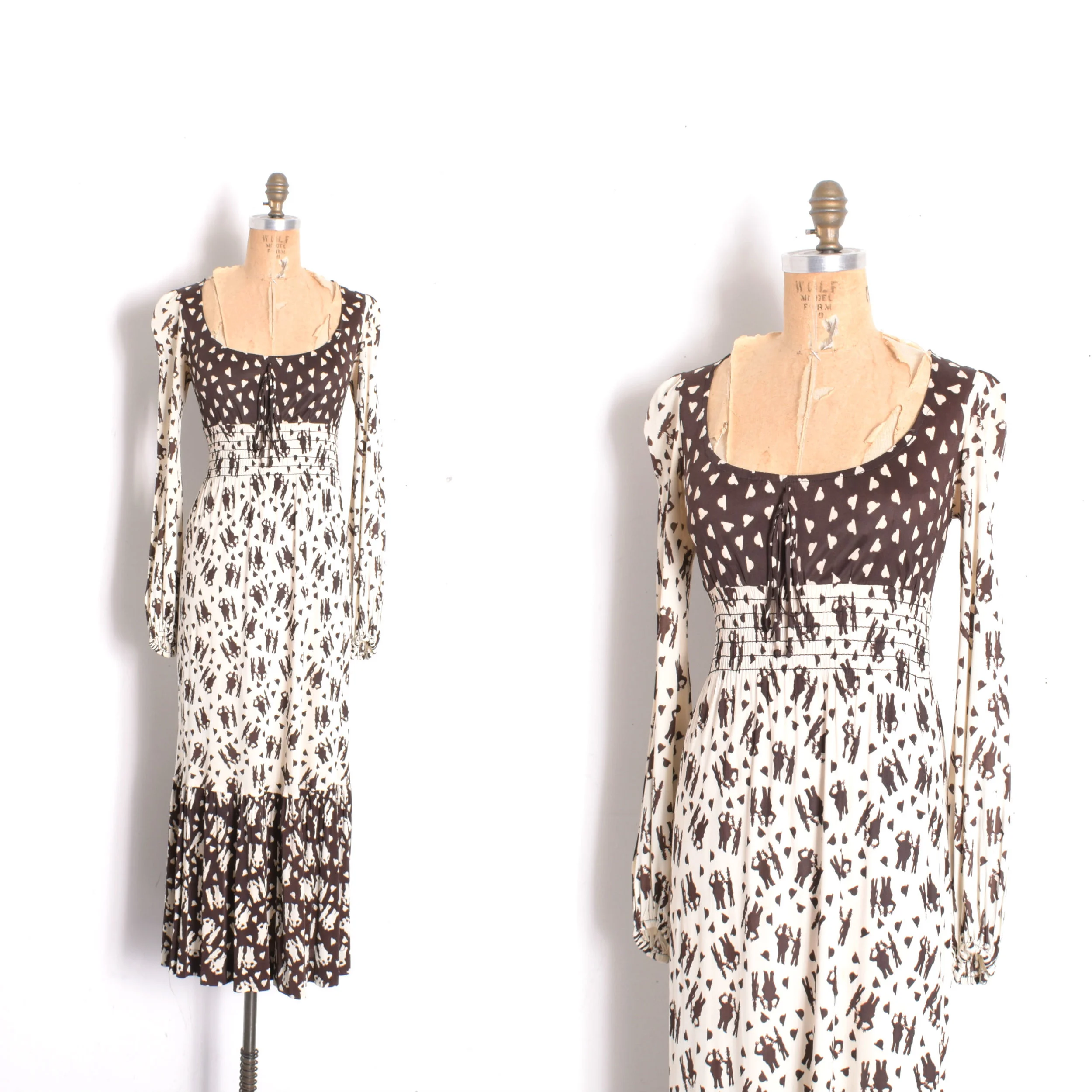 1970s Laurel and Hardy Printed Jersey Dress-medium