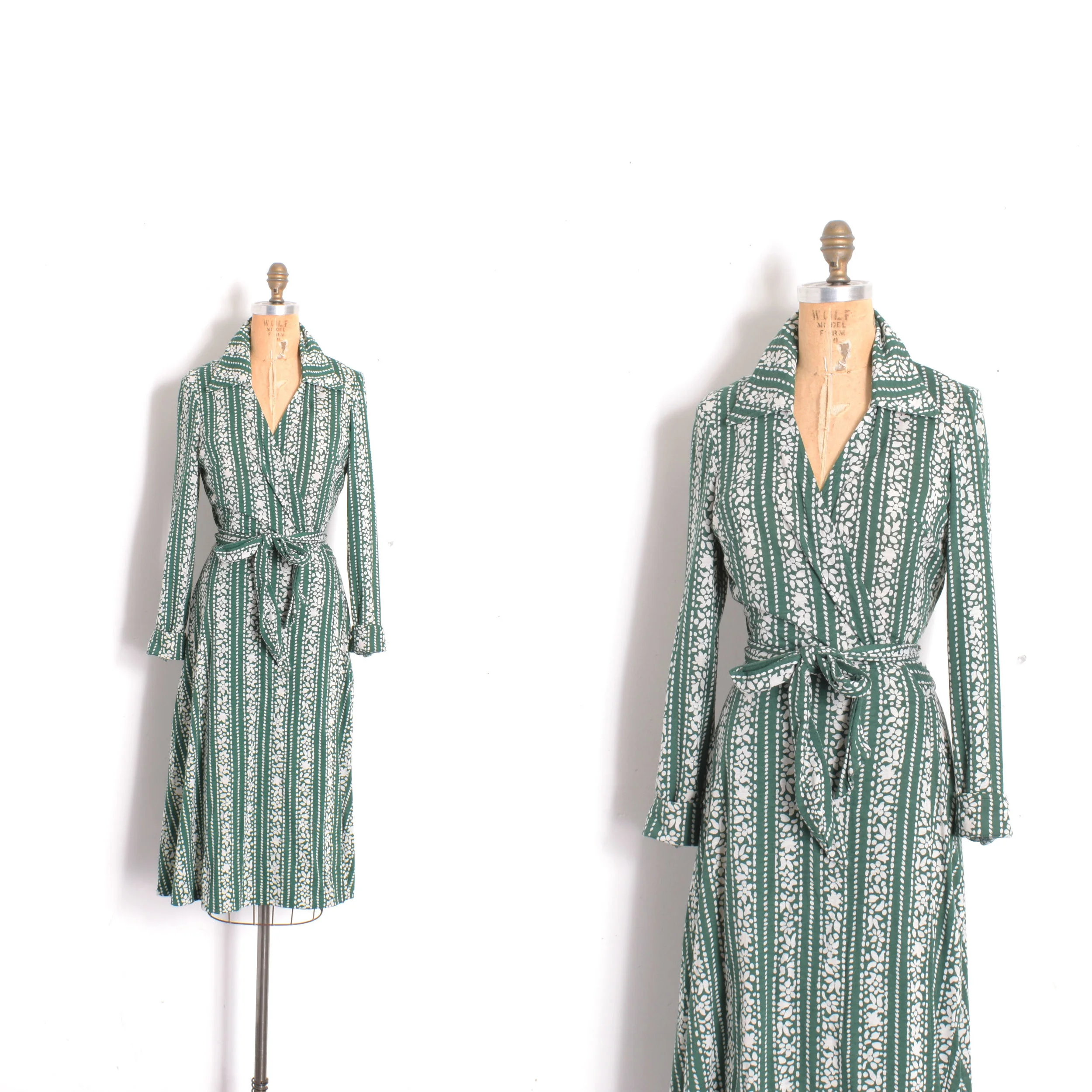 1970s Printed Jersey Wrap Dress-S/M/L