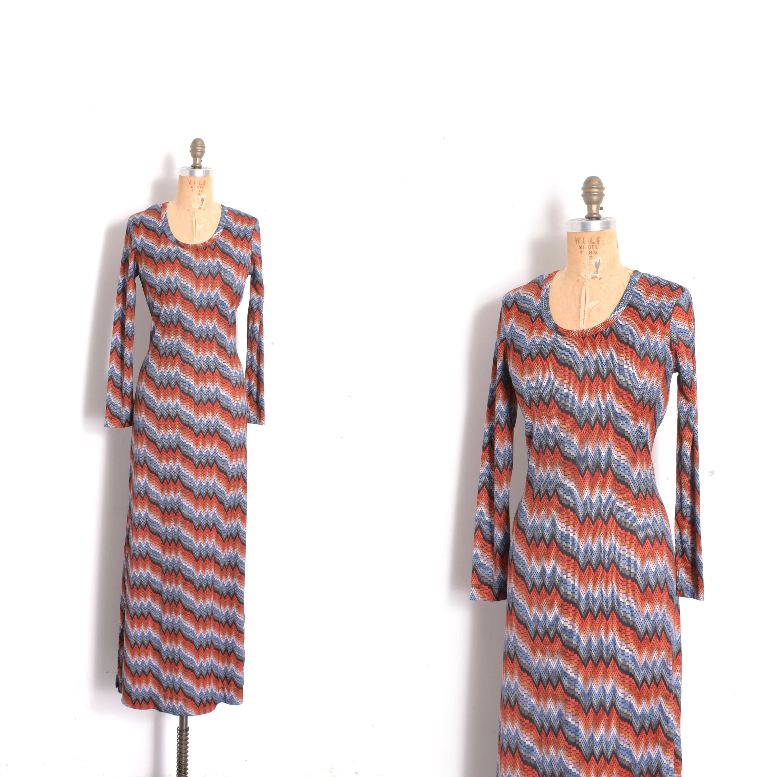1970s Huck-a-Poo Jersey Maxi Dress-S/M/L