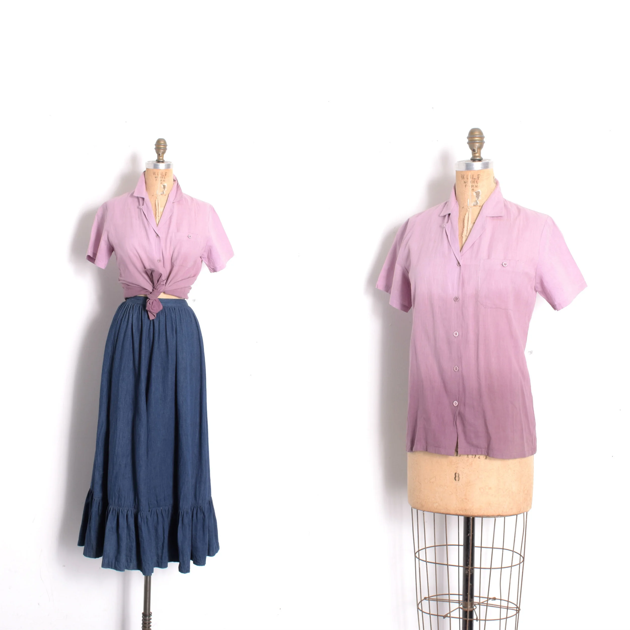 Deadstock 1970s Purple Ombre Sunset Top-S/M