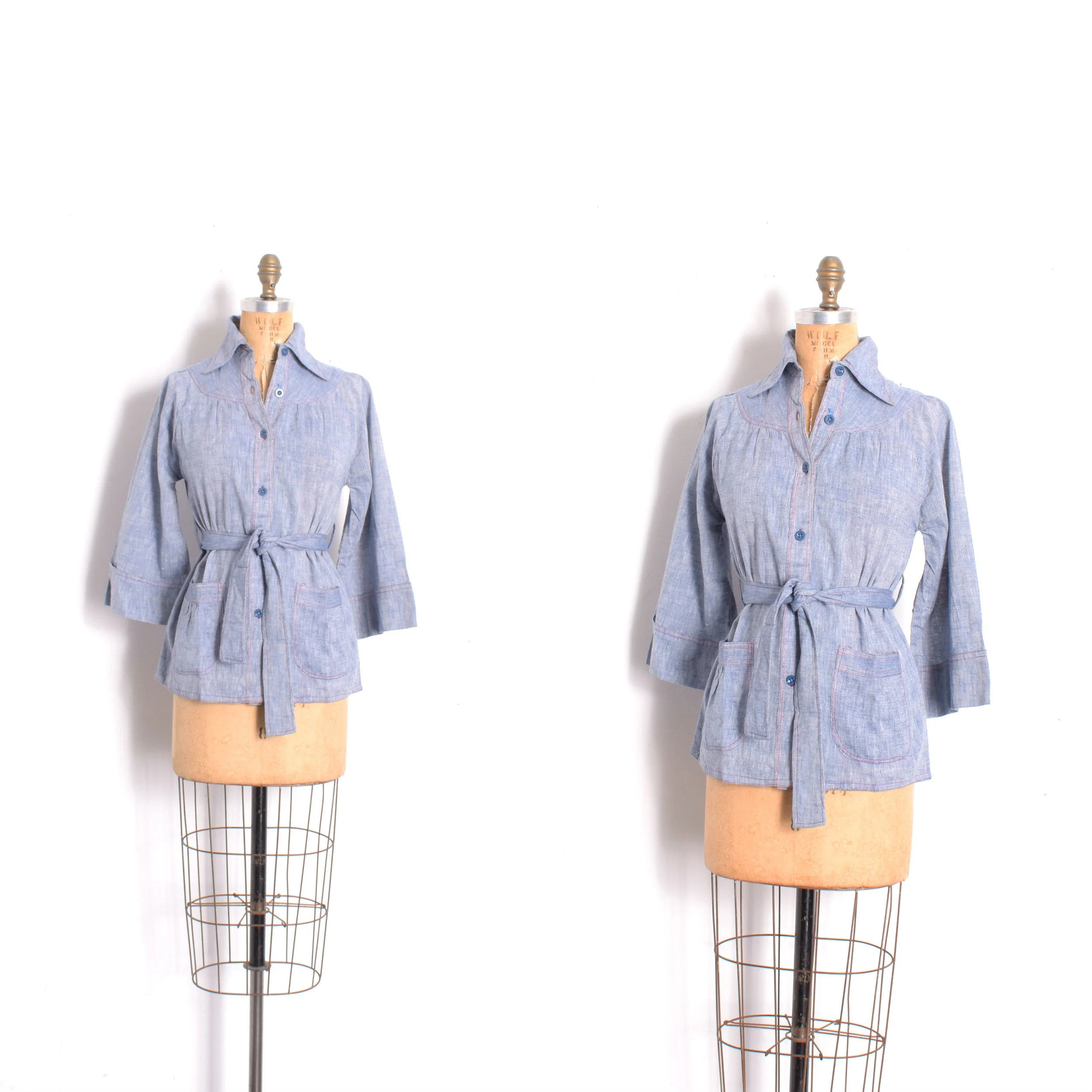Deadstock 1970s Chambray Top-medium