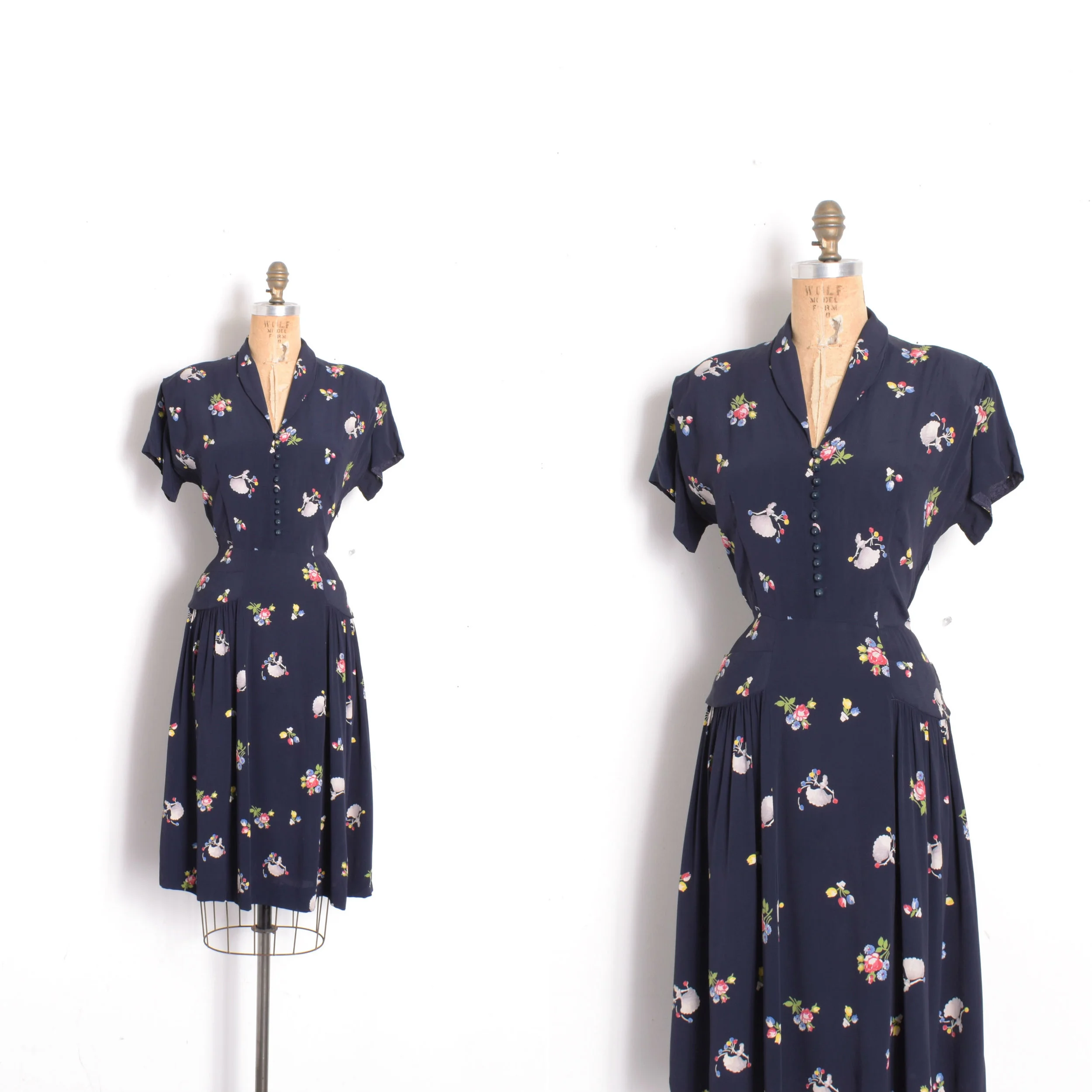 SOLD ON LAYAWAY-1940s Flowers &amp; Balloons Novelty Rayon Dress-M/L