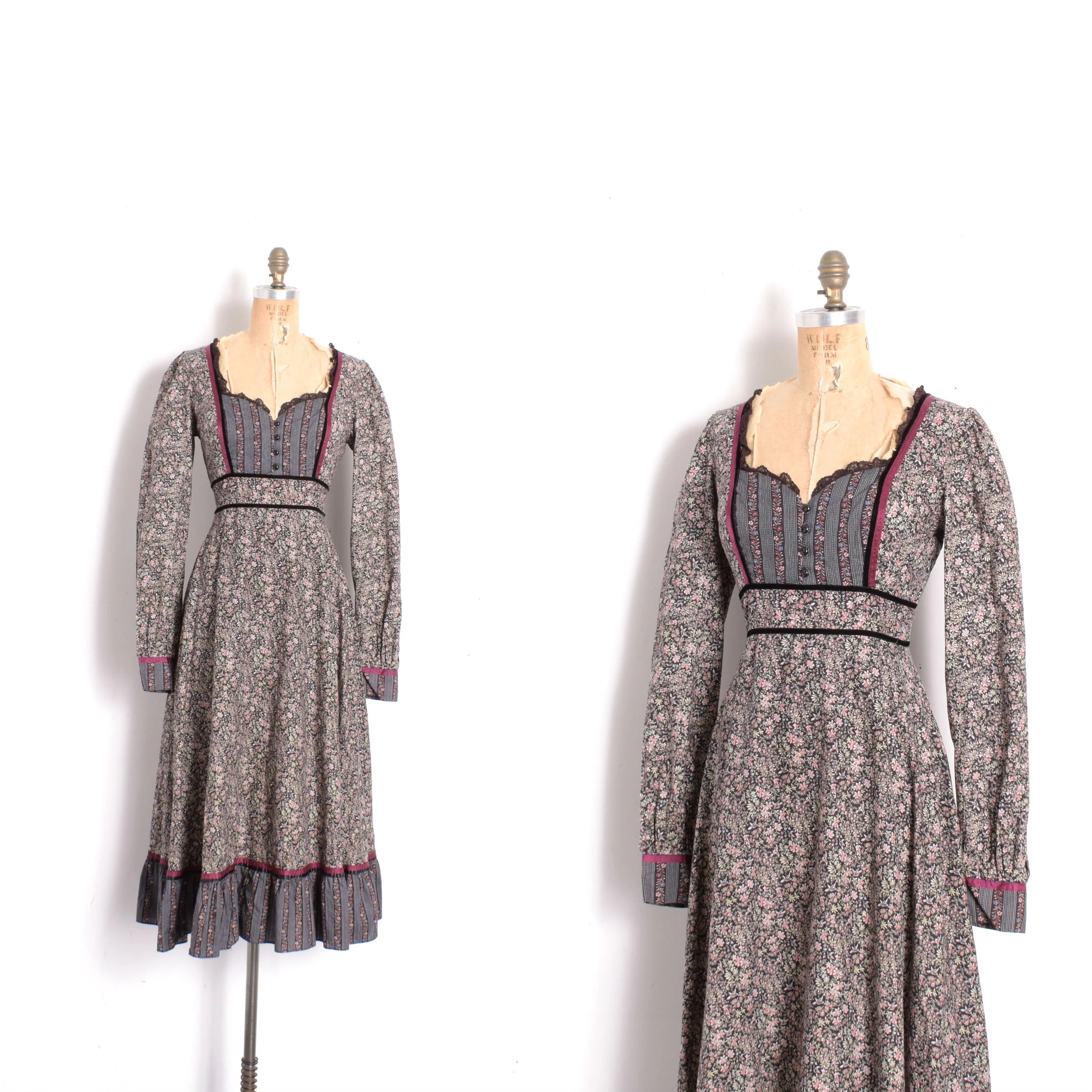 1970s Gunne Sax Fall Prairie Dress-S/M