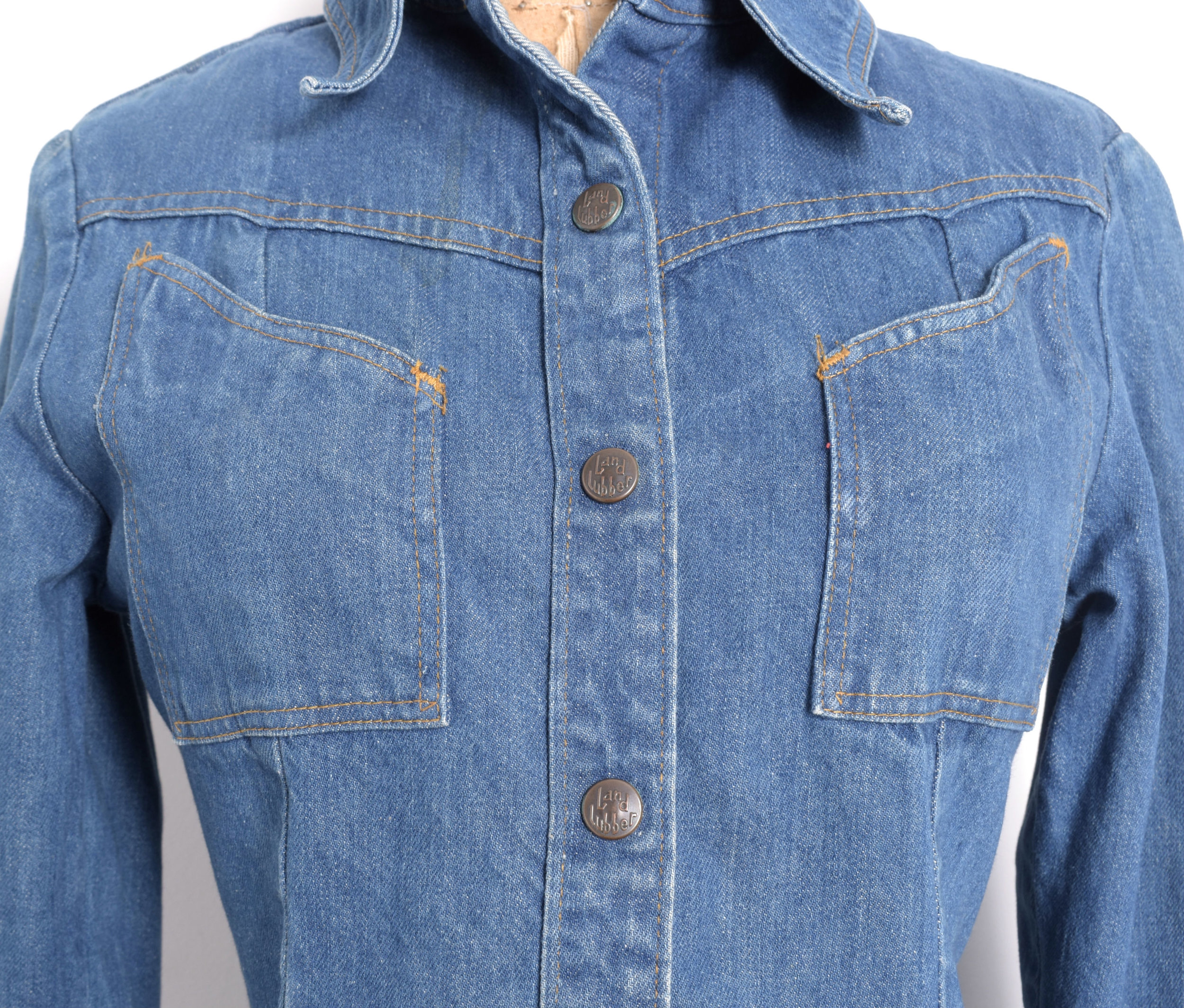 1970s Landlubber Denim Shirtdress-S/M — La Poubelle Vintage