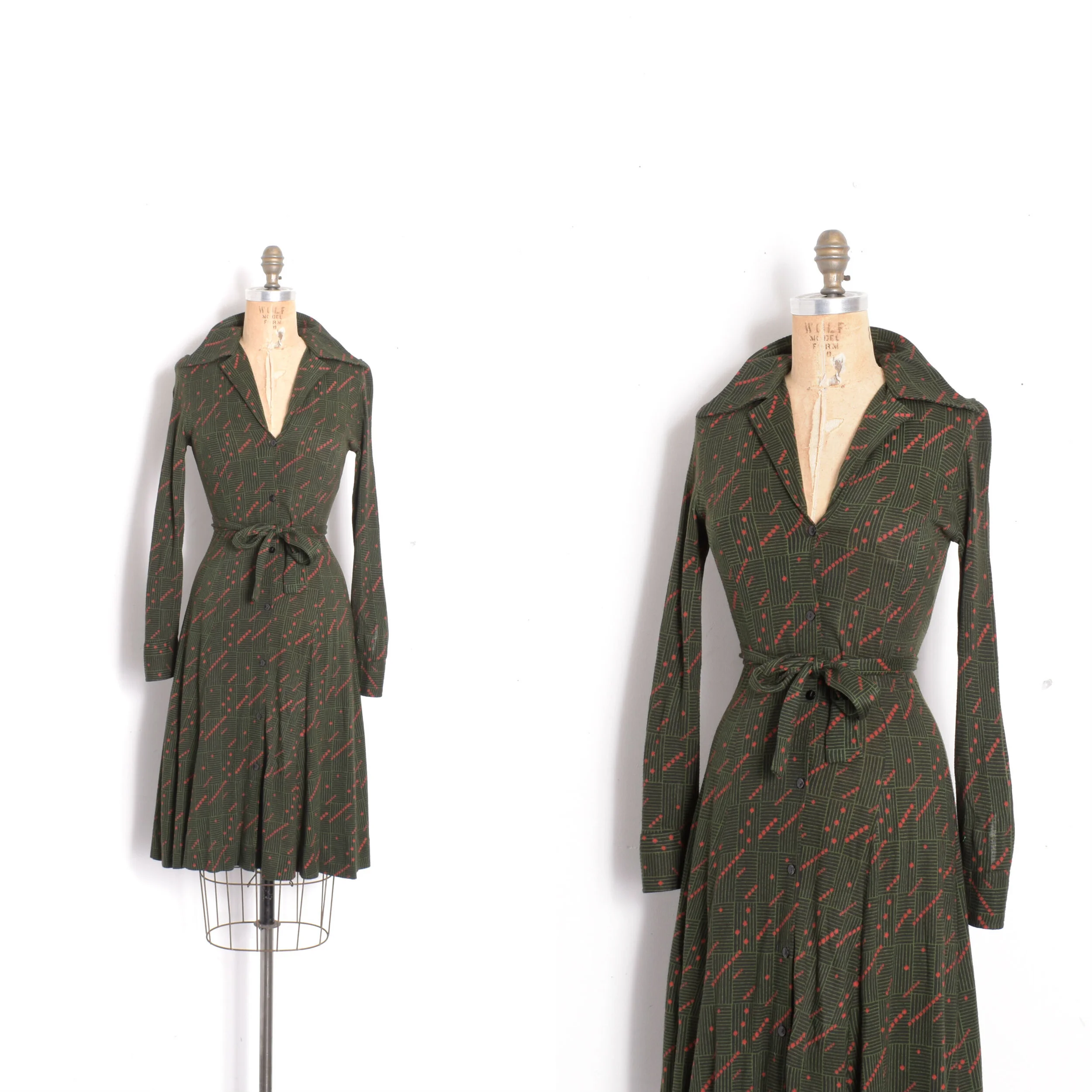 1970s DVF Printed Jersey Shirtdress-XS