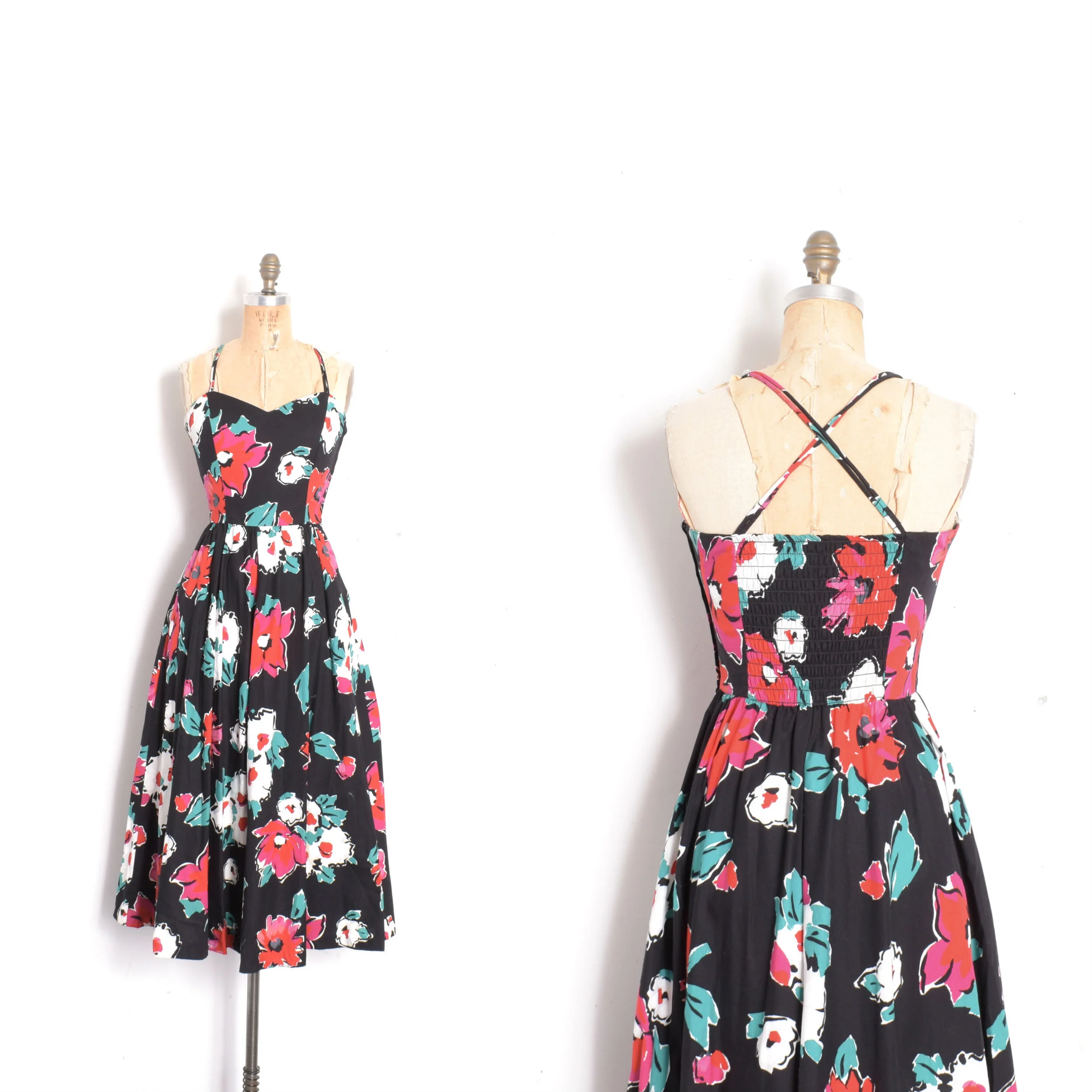 1980s Lanz Dark Floral Dress-small