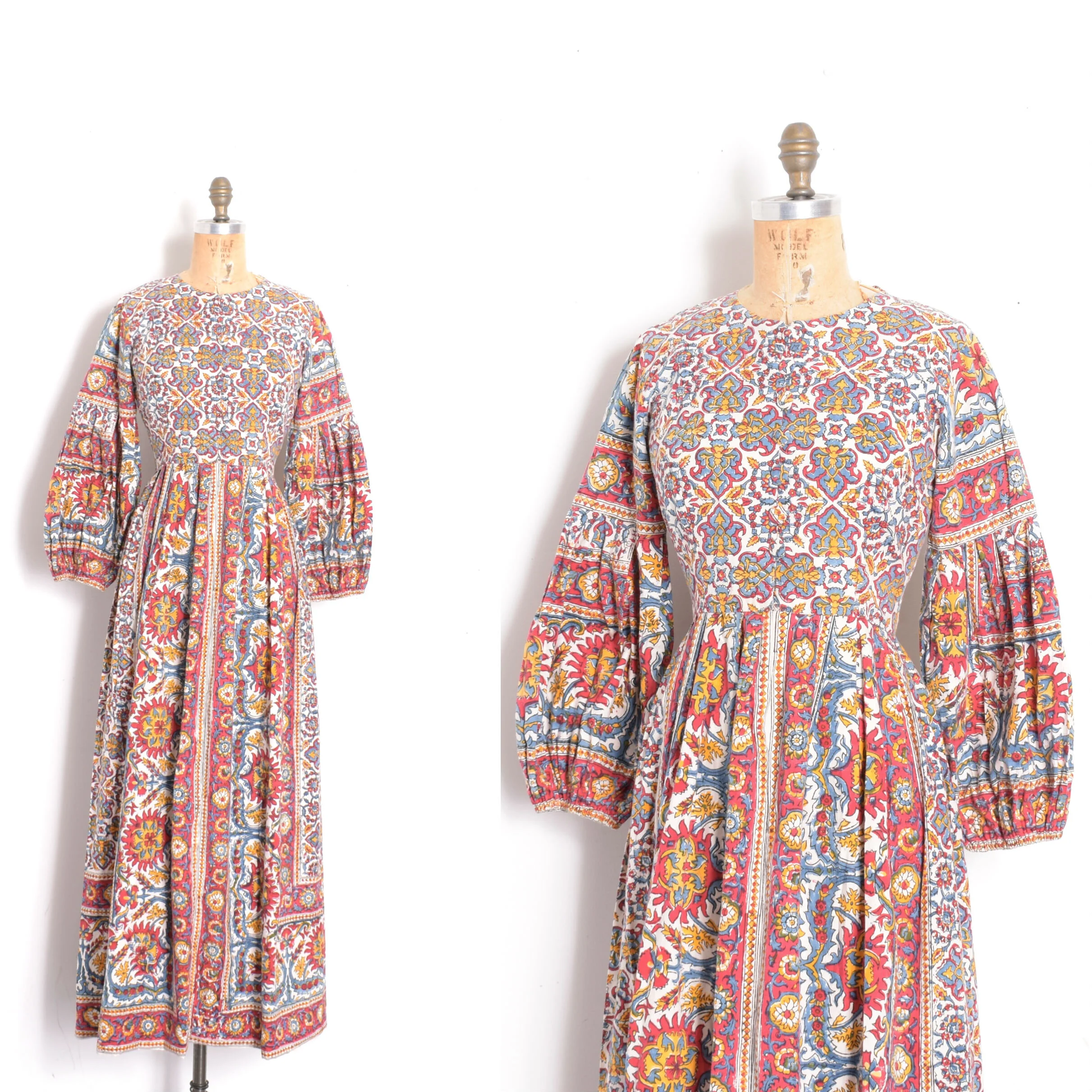 1970s Indian Cotton Block Print Maxi-small
