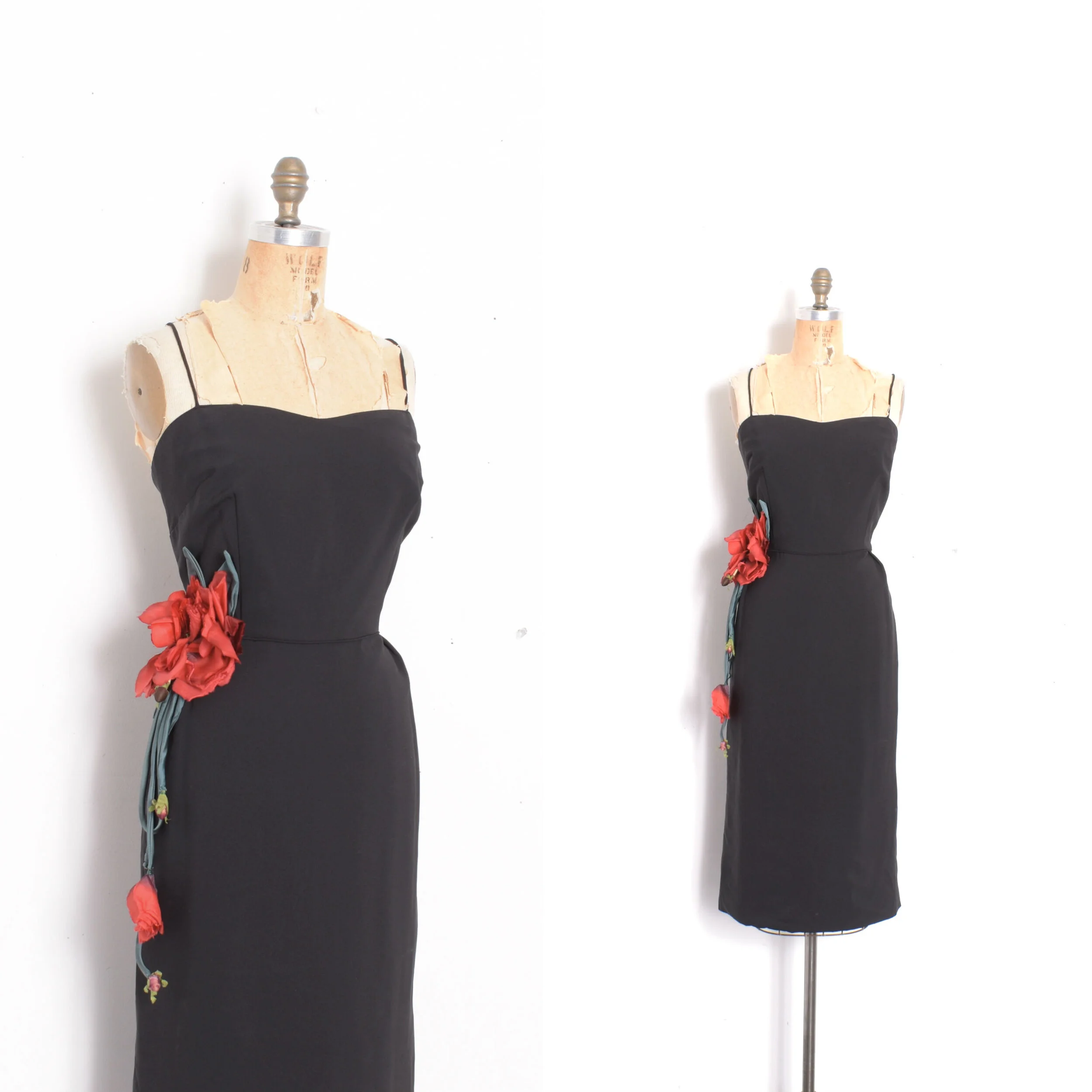 1950s Oversized Rose Cocktail Dress-medium