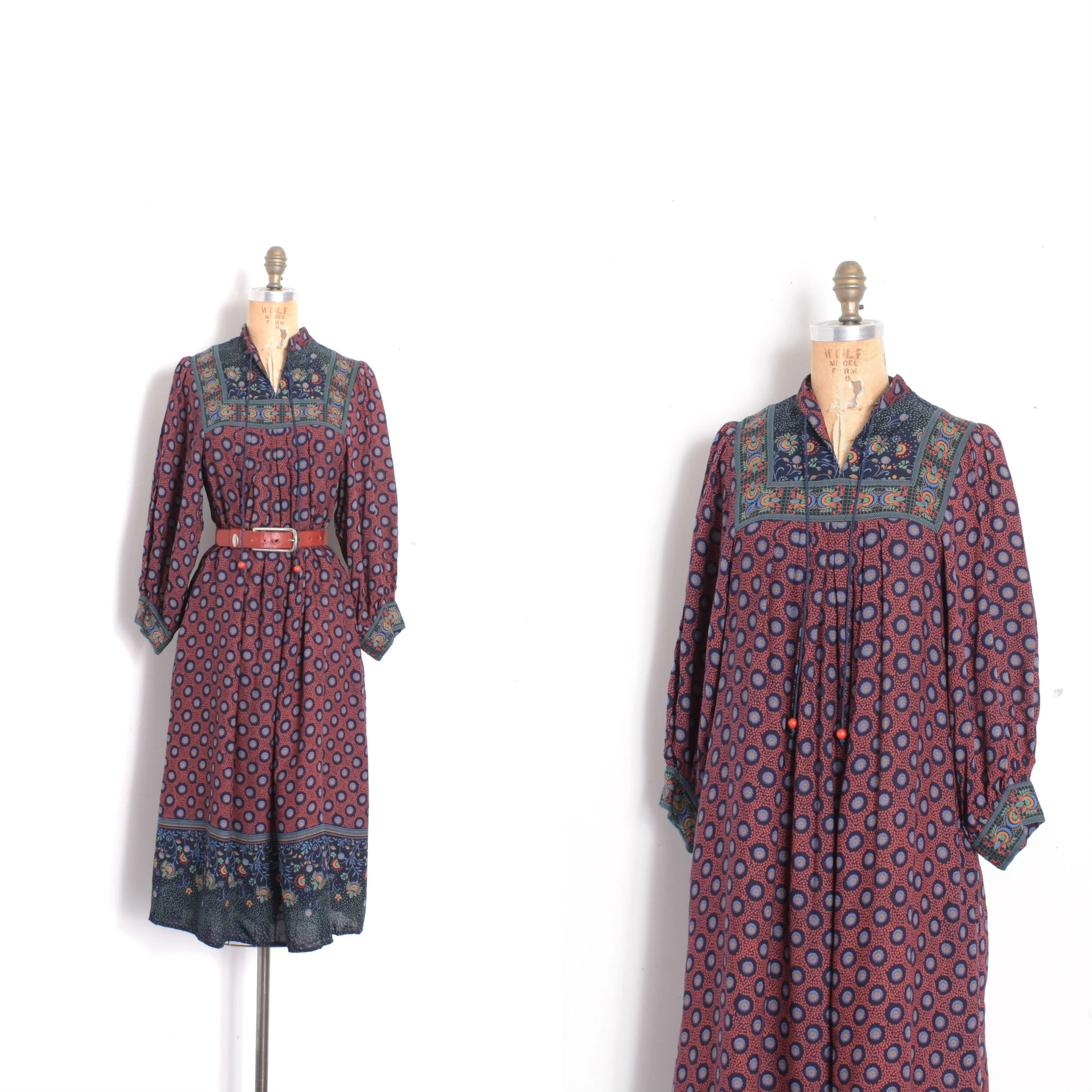1970s Printed Rayon Tent Dress-S/M