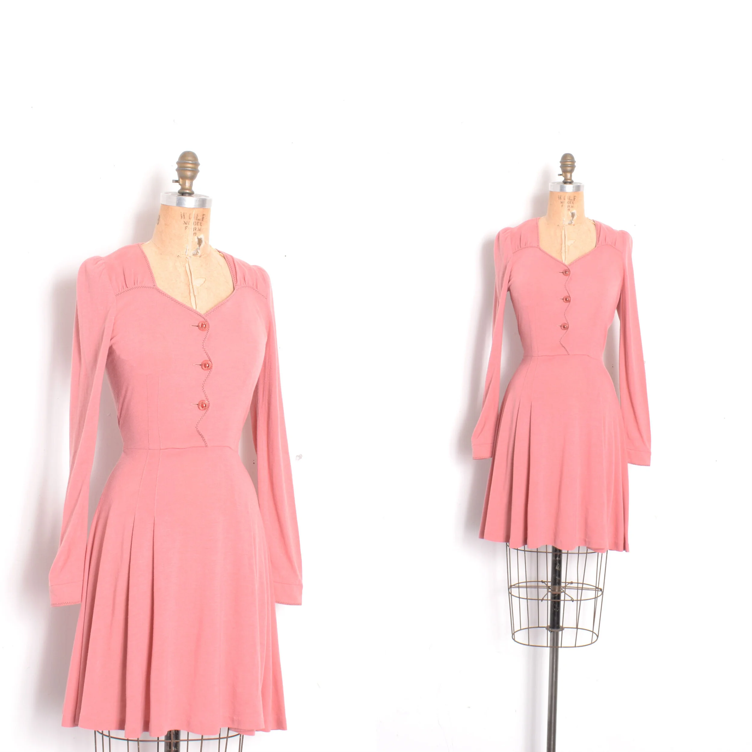 1970s Pink Jersey Knit Mini Dress-small