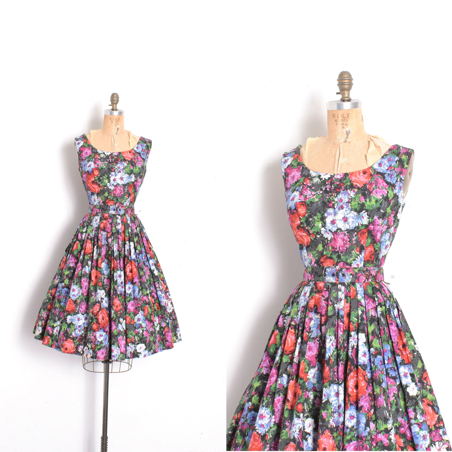 1950s Silk Two Piece Halter Top and Skirt Set-small — La Poubelle Vintage