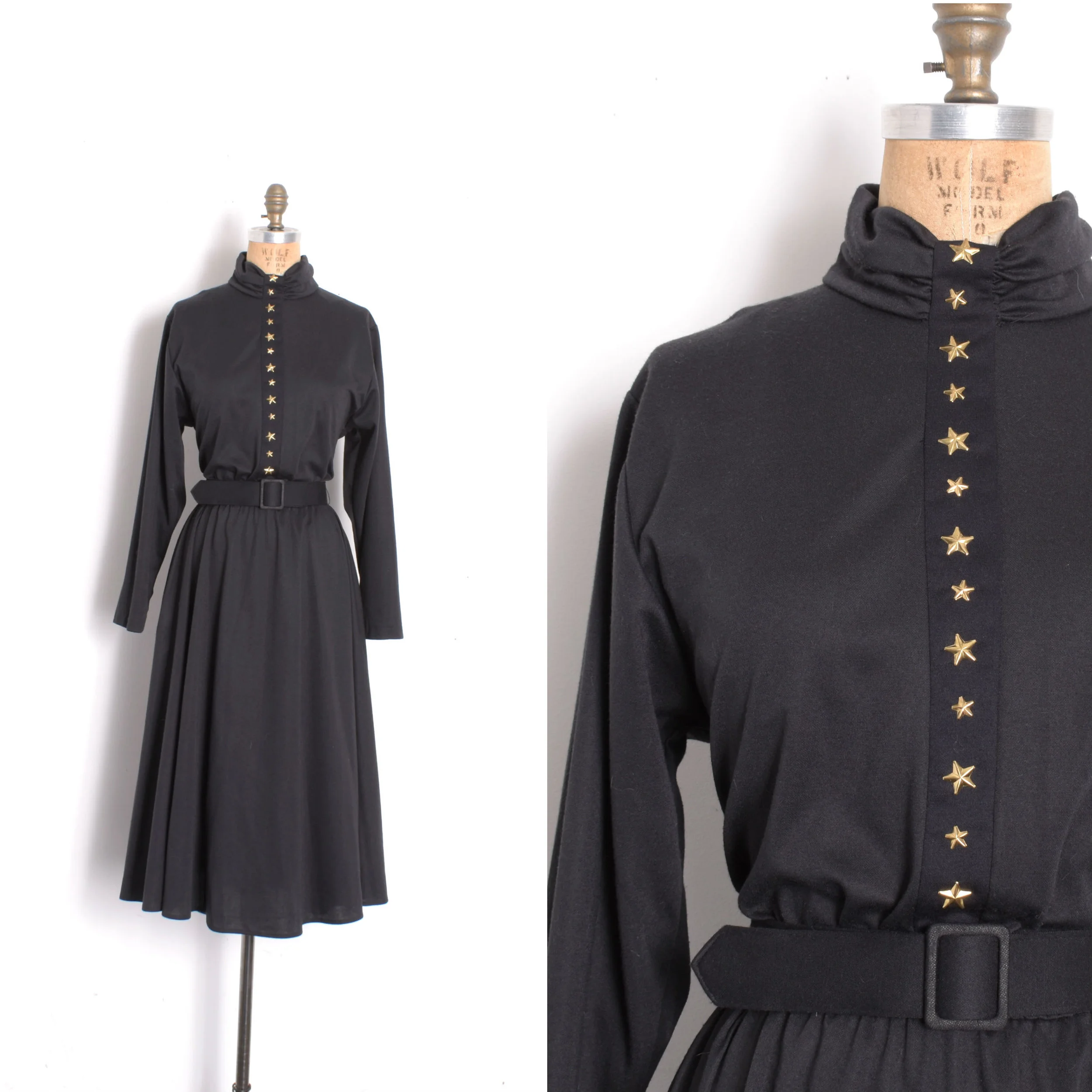 1980s Slouchy Jersey Star Stud Dress-M/L