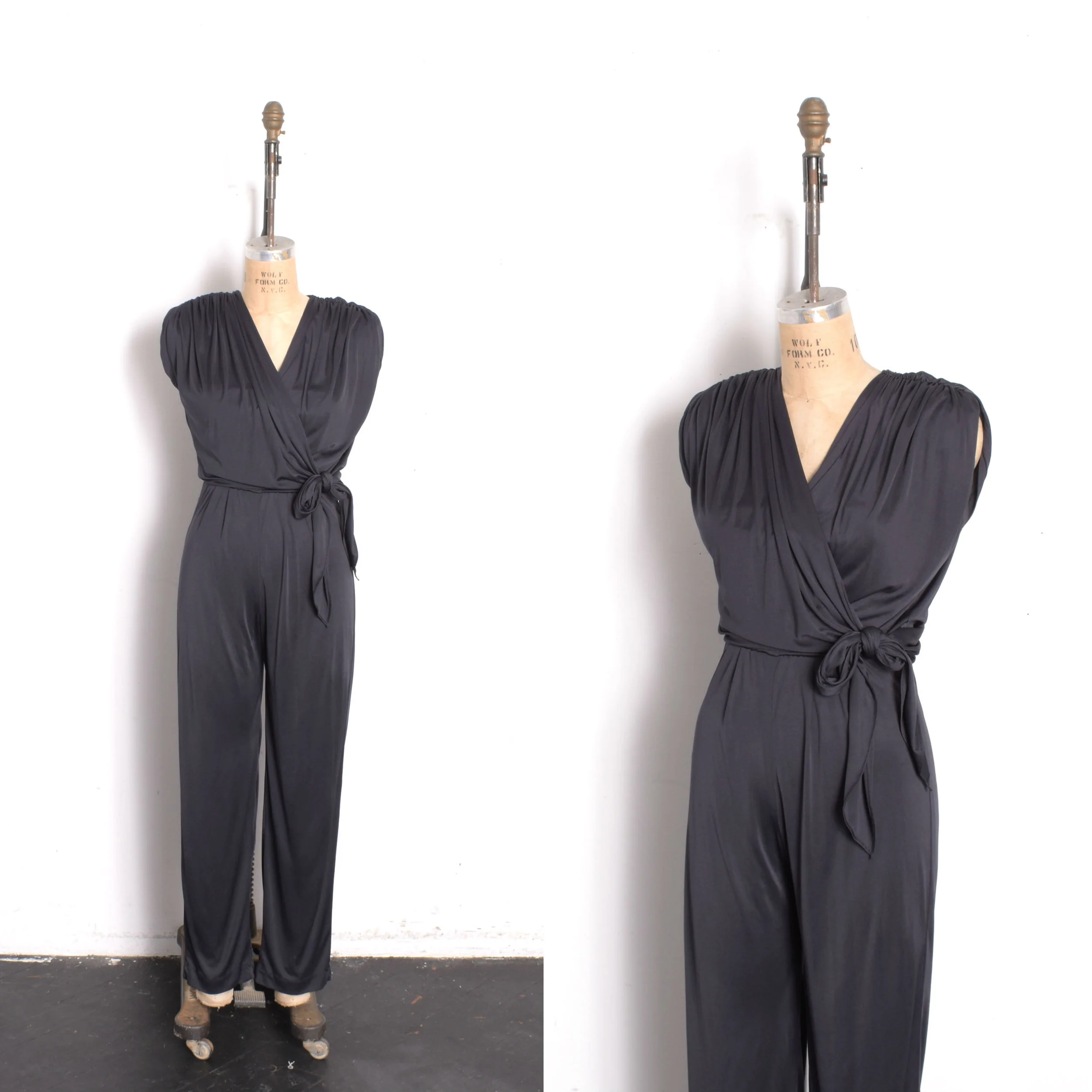 1970s Fluid Jersey Wrap Jumpsuit-small