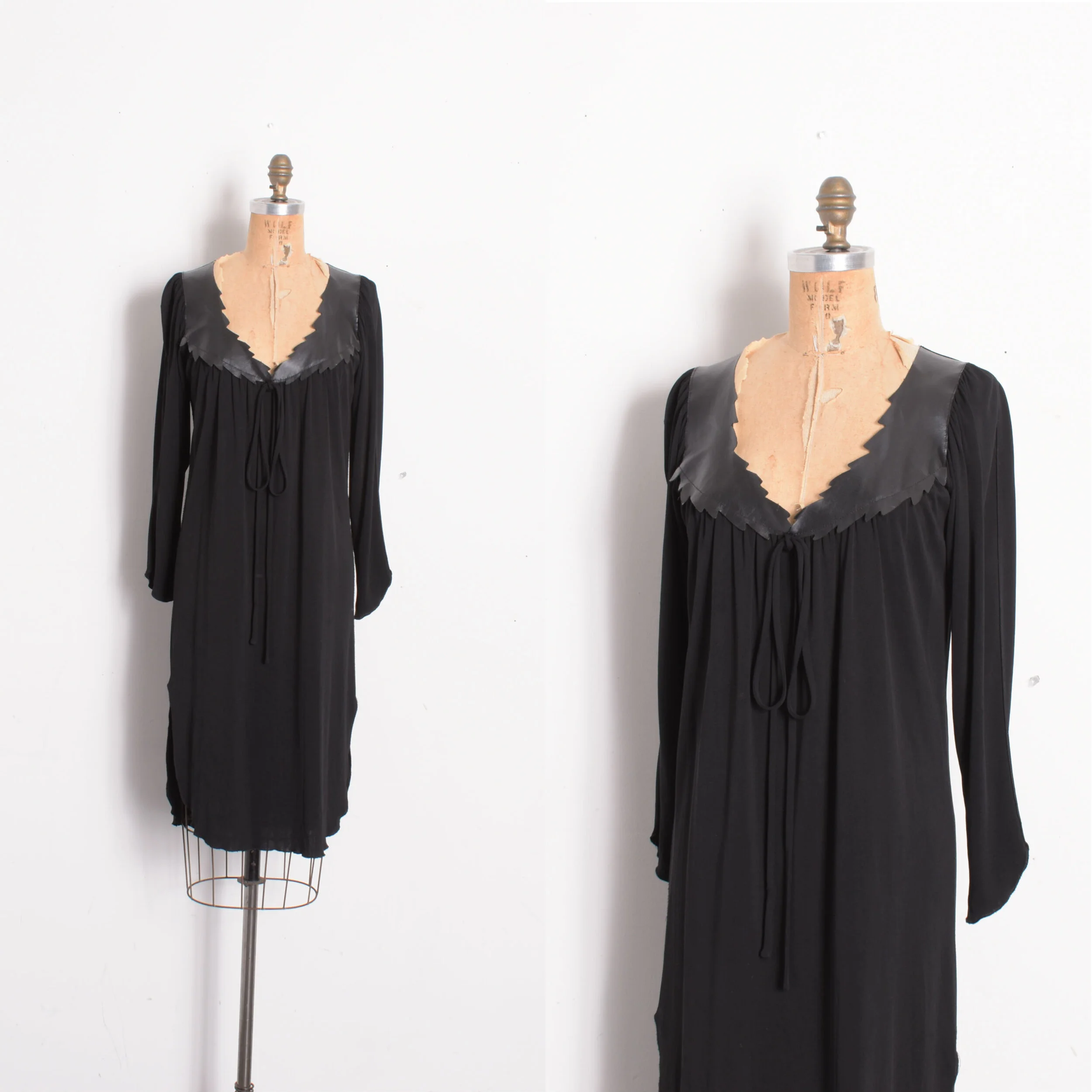 1970s Witchy Jersey and Leather Dress-S/M