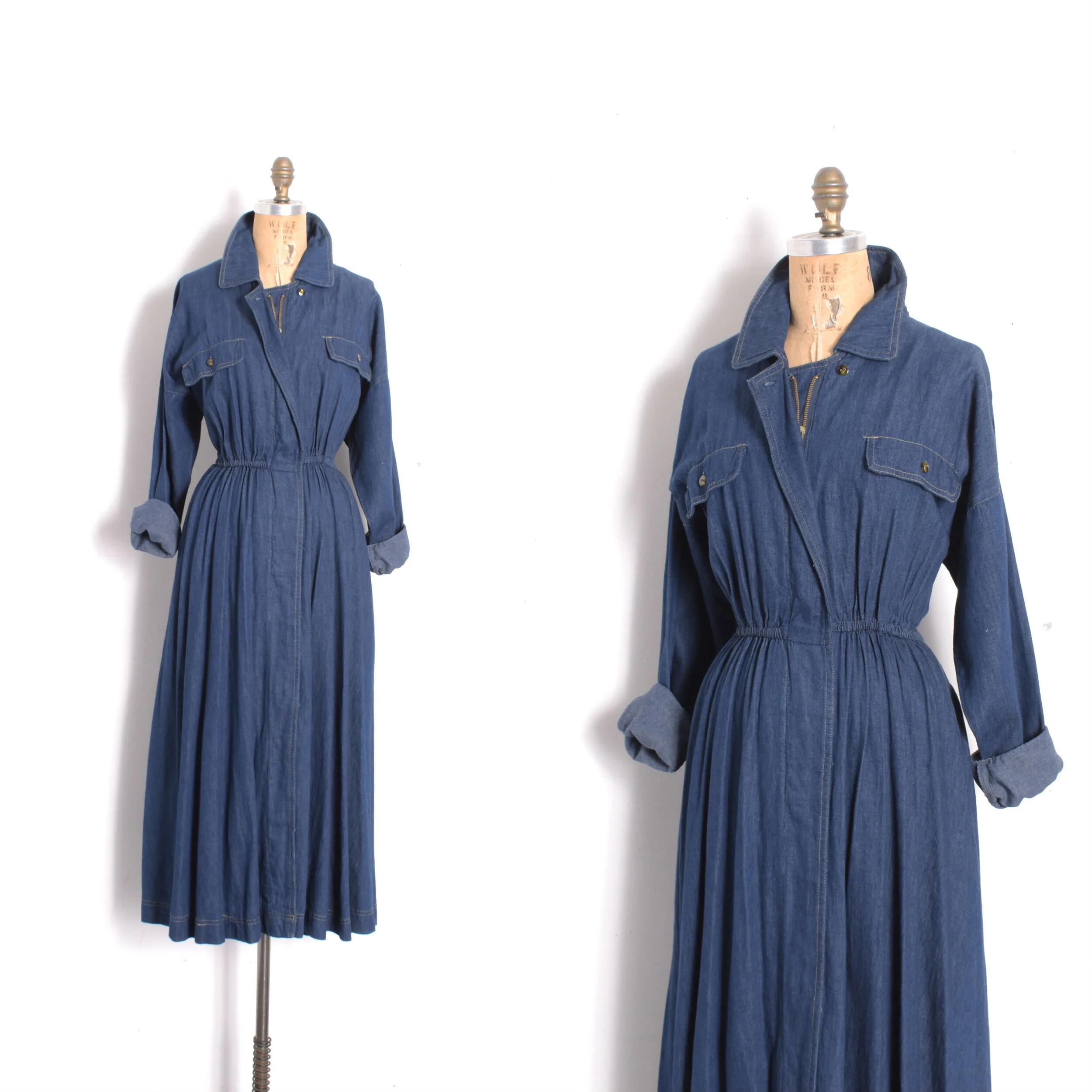 1980s Slouchy Denim Dress-medium