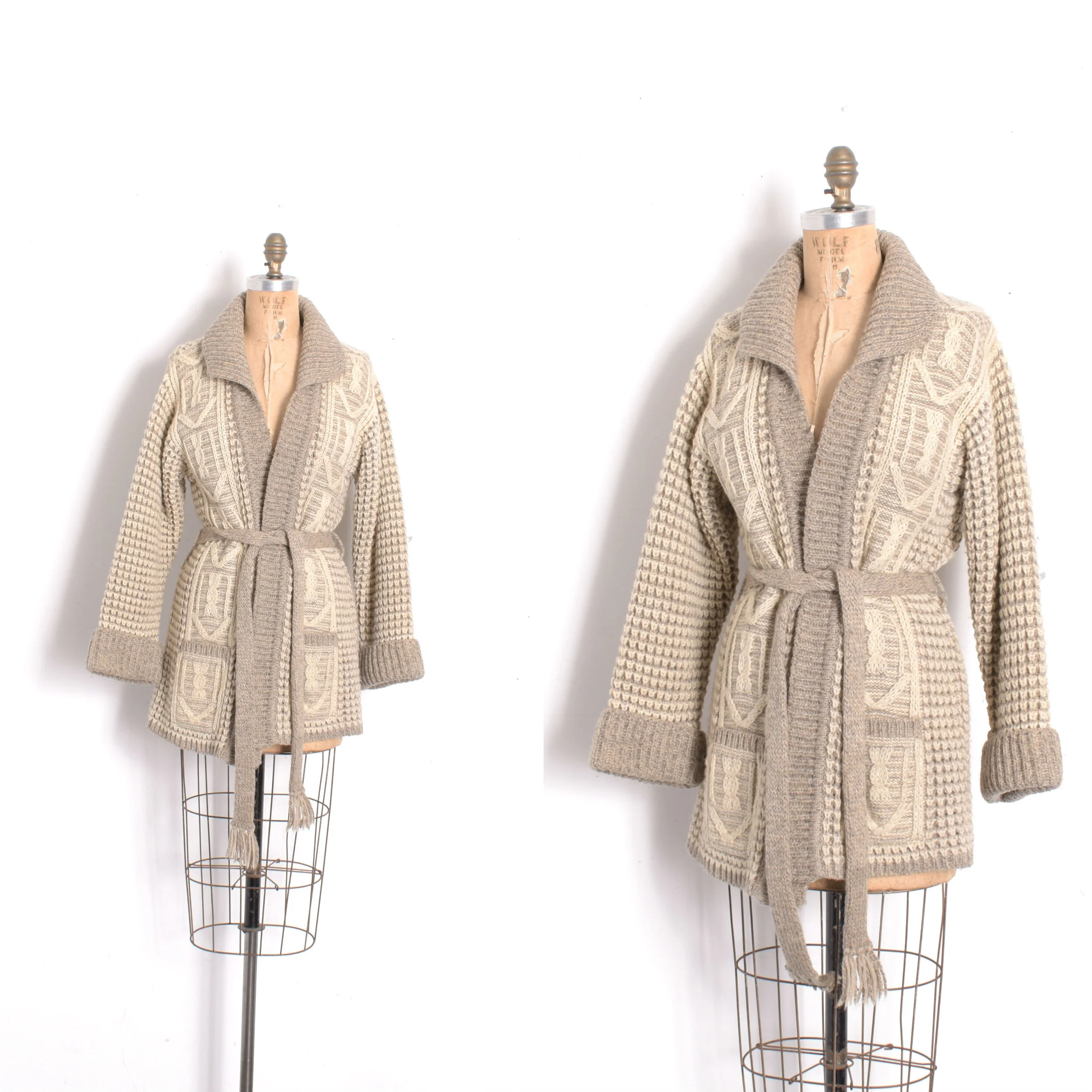 1970s Irish Wool Belted Cardigan-S/M