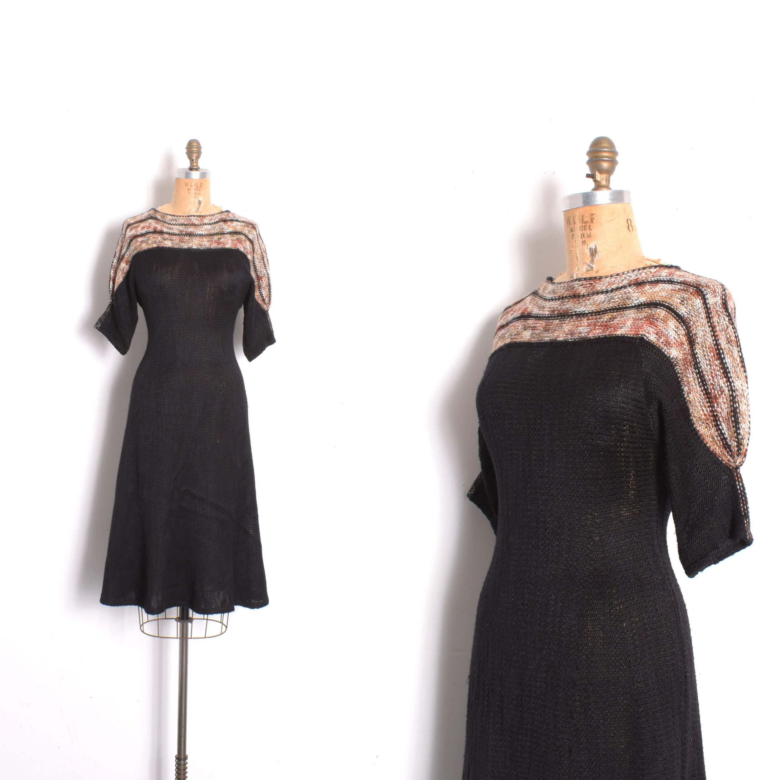 1970s Mary Farrin Puff Sleeve Luxe Knit Dress-S/M