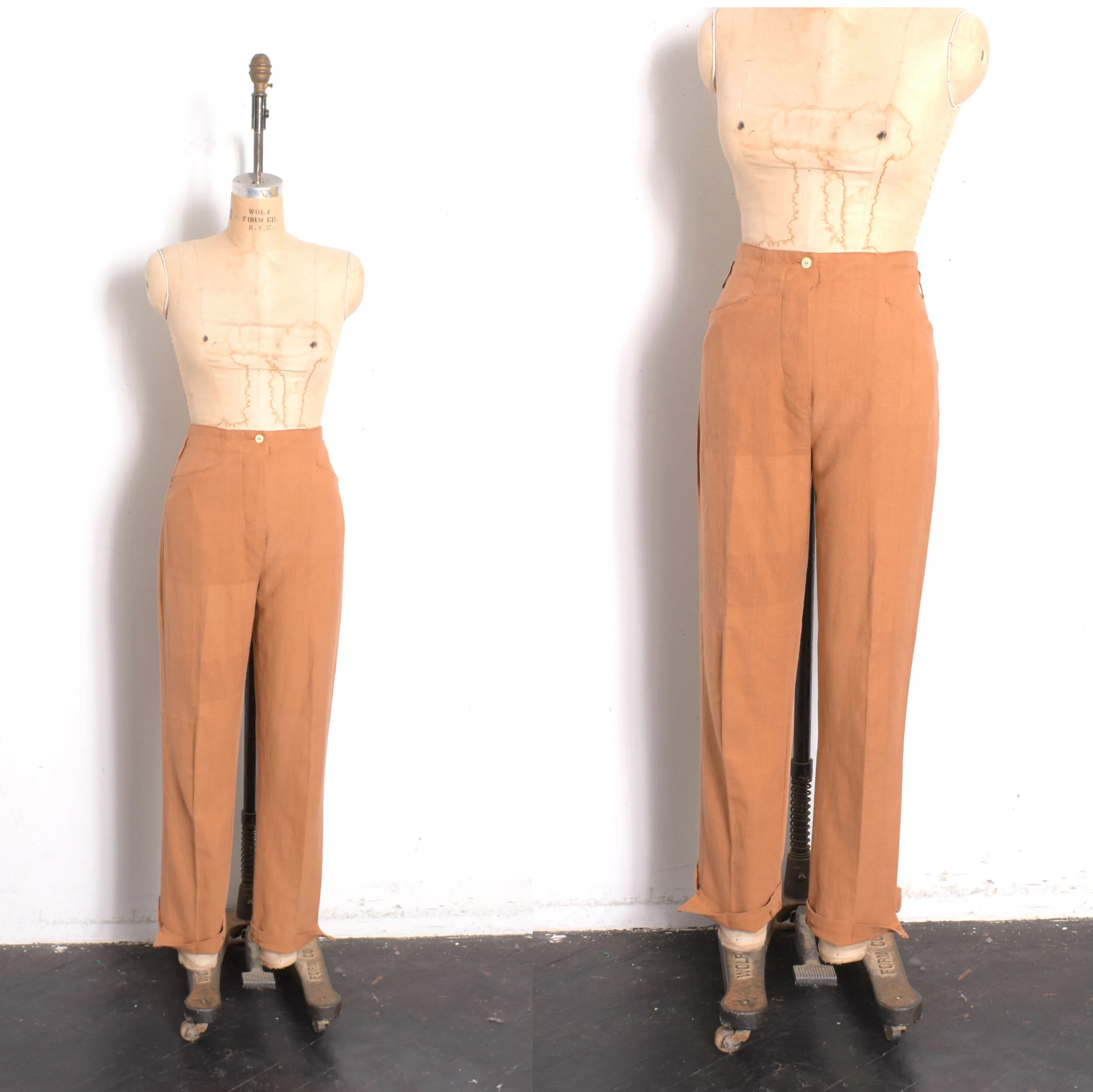 1980s willi wear mustard yellow high waisted cotton pants