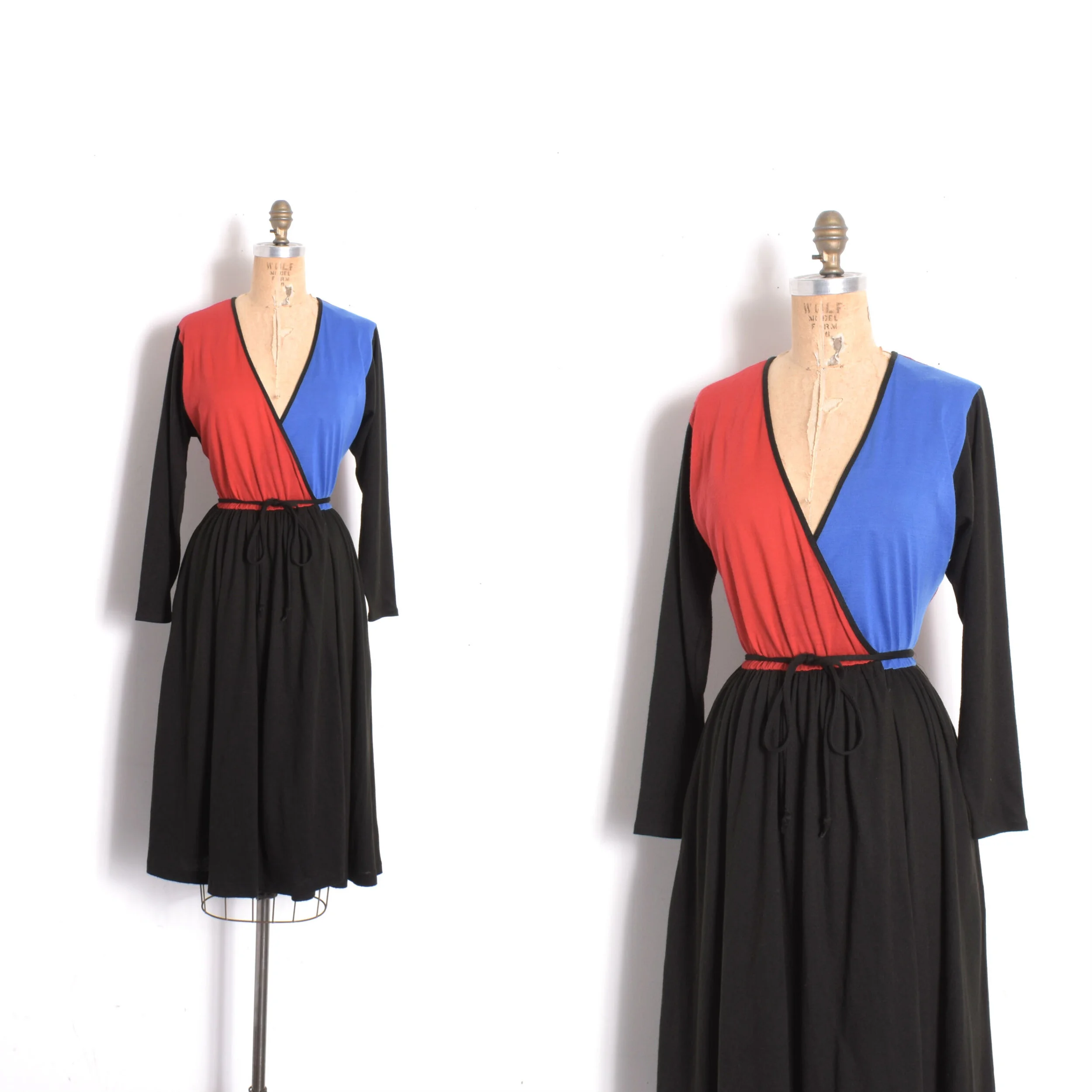 1970s DVF Colorblock Wrap Dress-S/M