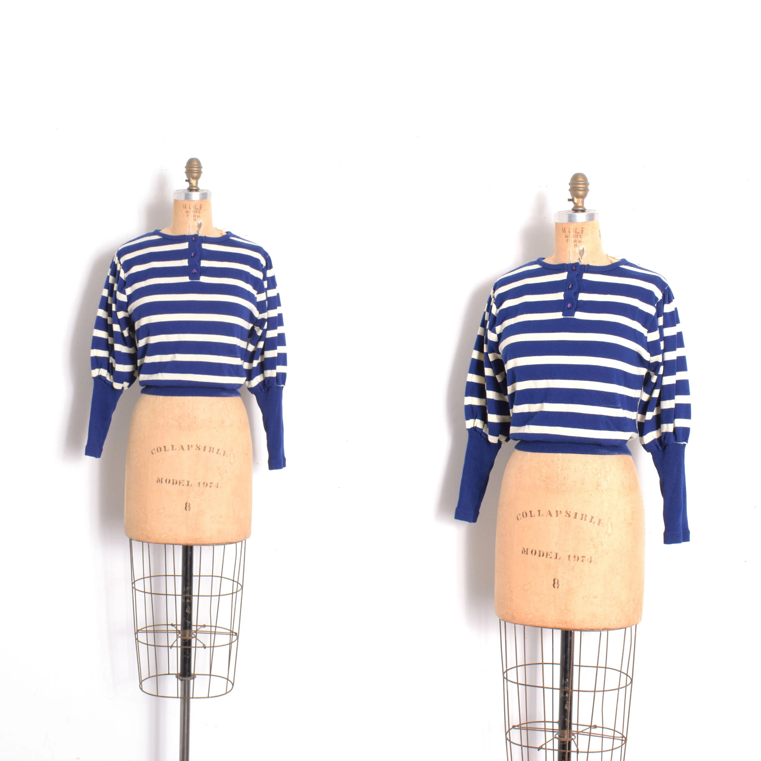 1970s Striped Mutton Sleeve Sweater-S/M