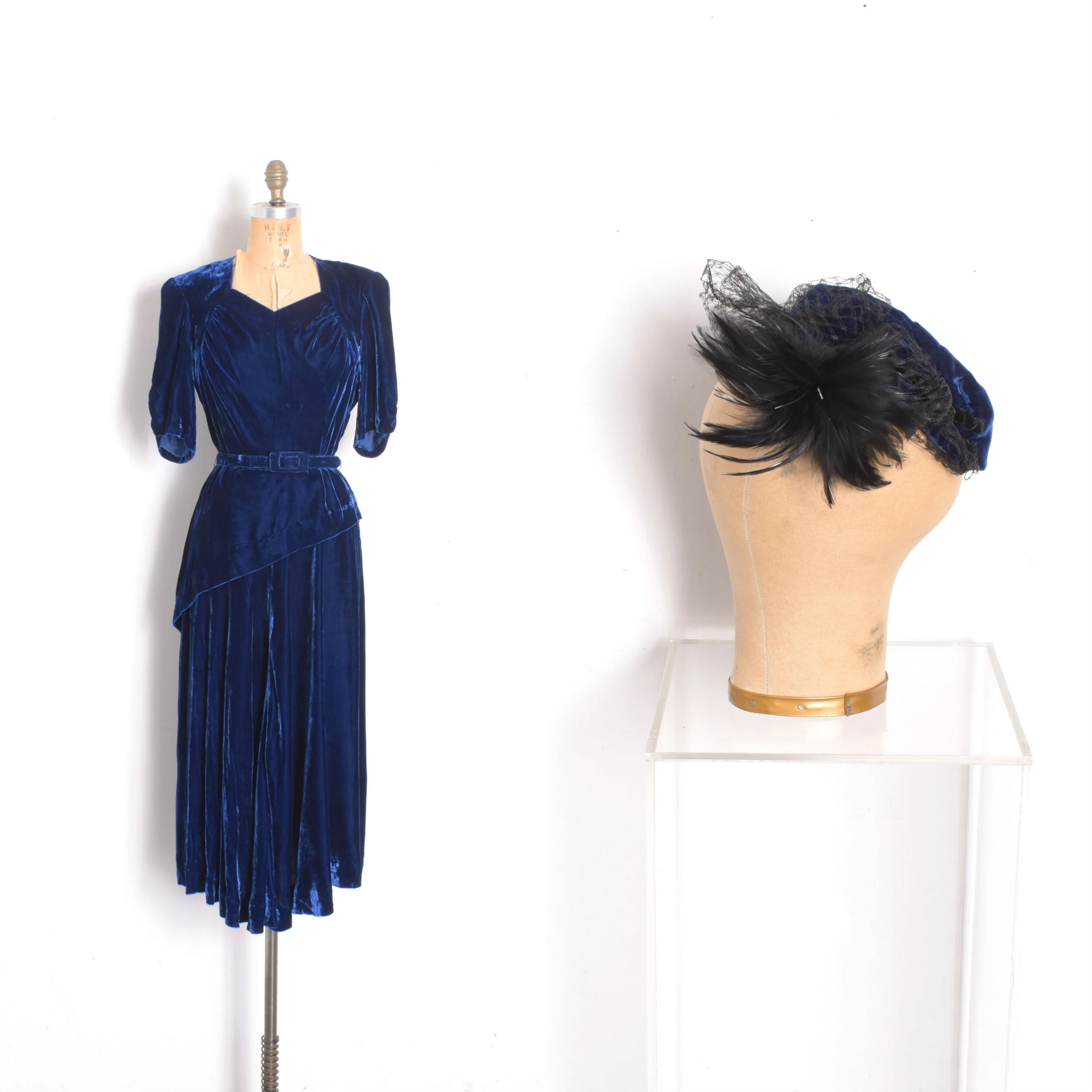 blue midi dress asos Bruce Oldfield Velvet Dress main image 1