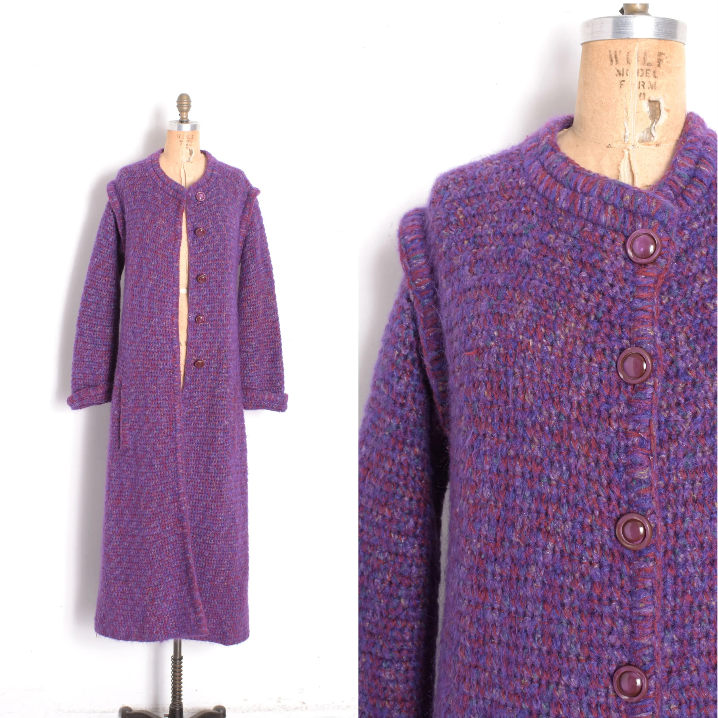 1970s Artisan Knit Sweater Coat-S/M/L
