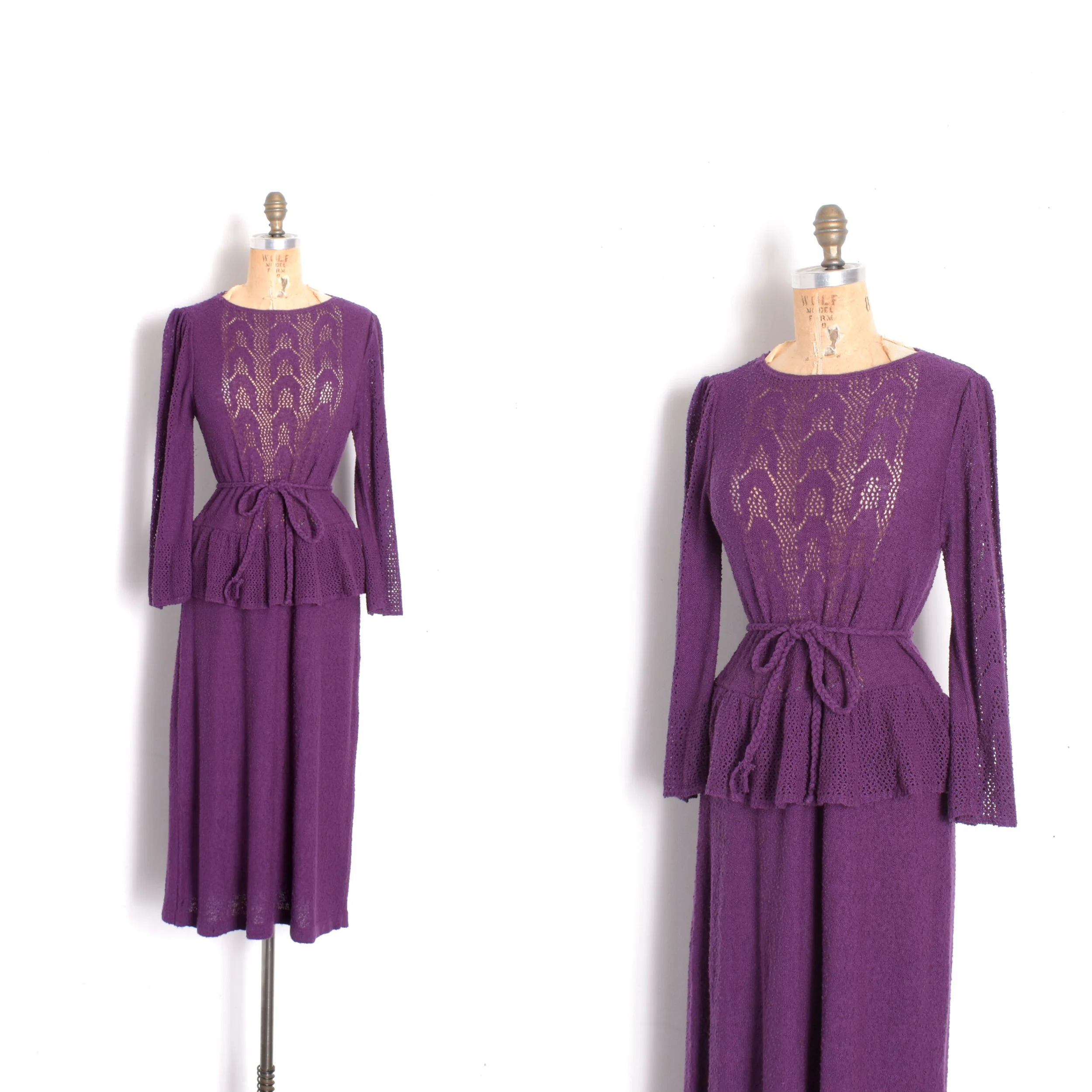 1970s Plum Sweater Dress-M/L