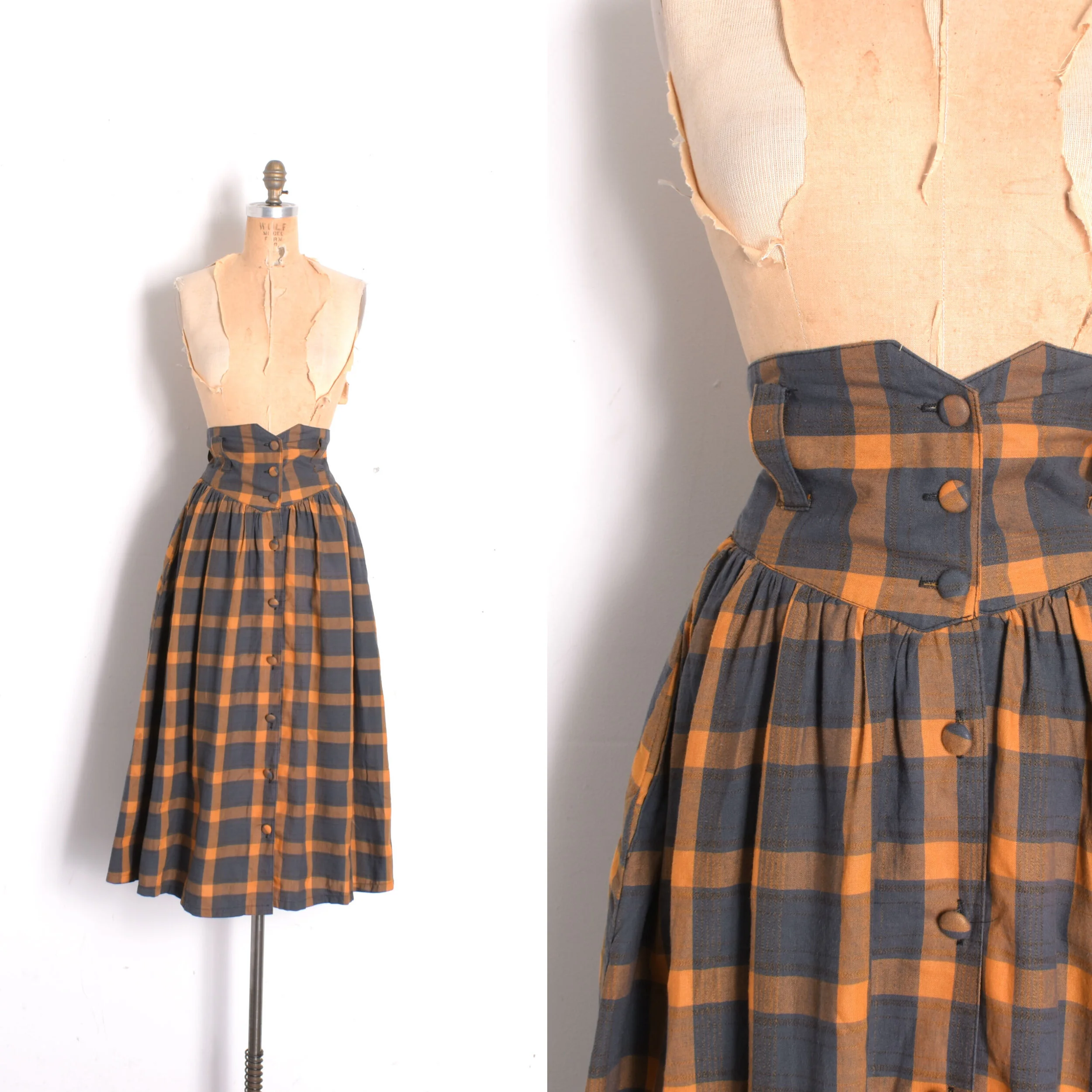 1980s Ultra High Waist Cotton Skirt-small