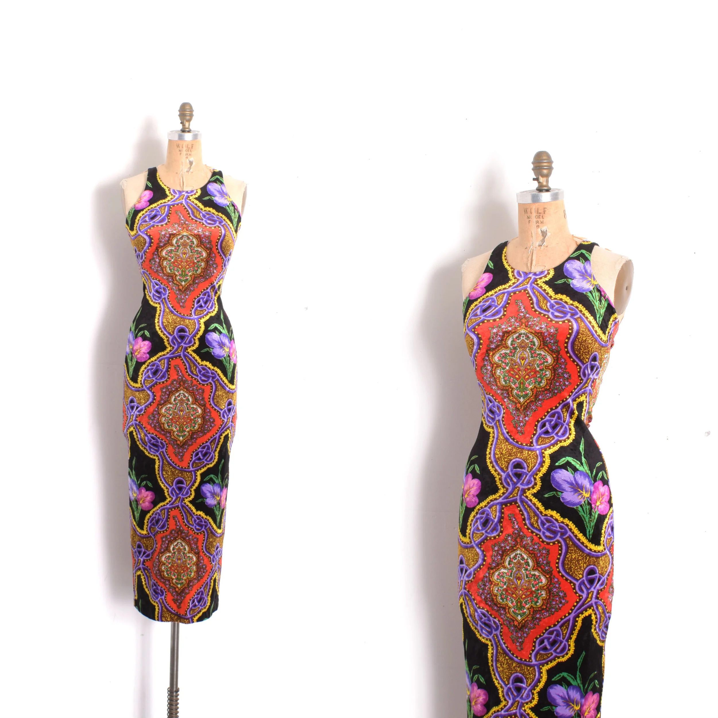 '90s Betsey Johnson Velvet Maxi Dess-XS