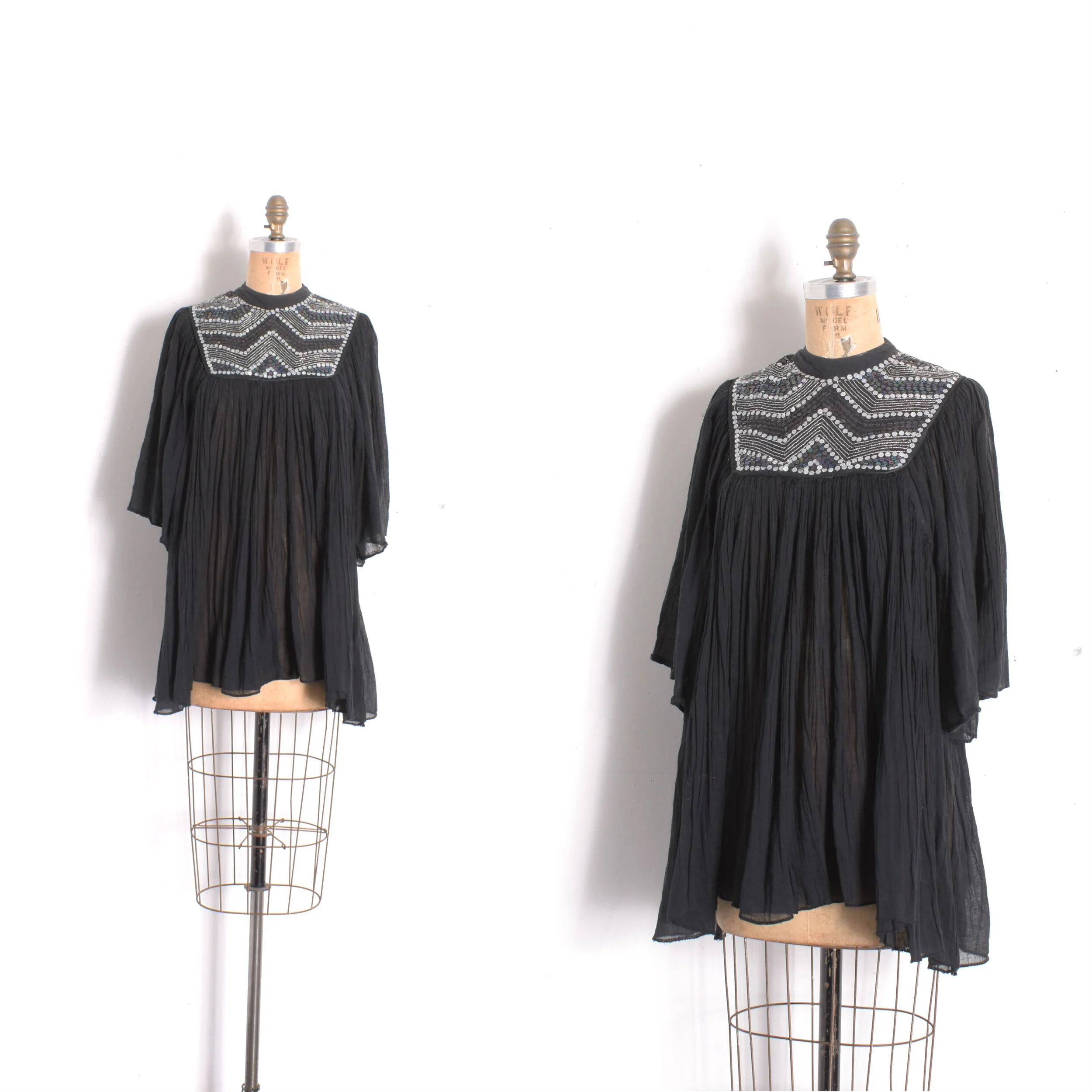 1970s Sequined Indian Cotton Blouse-S/M/L