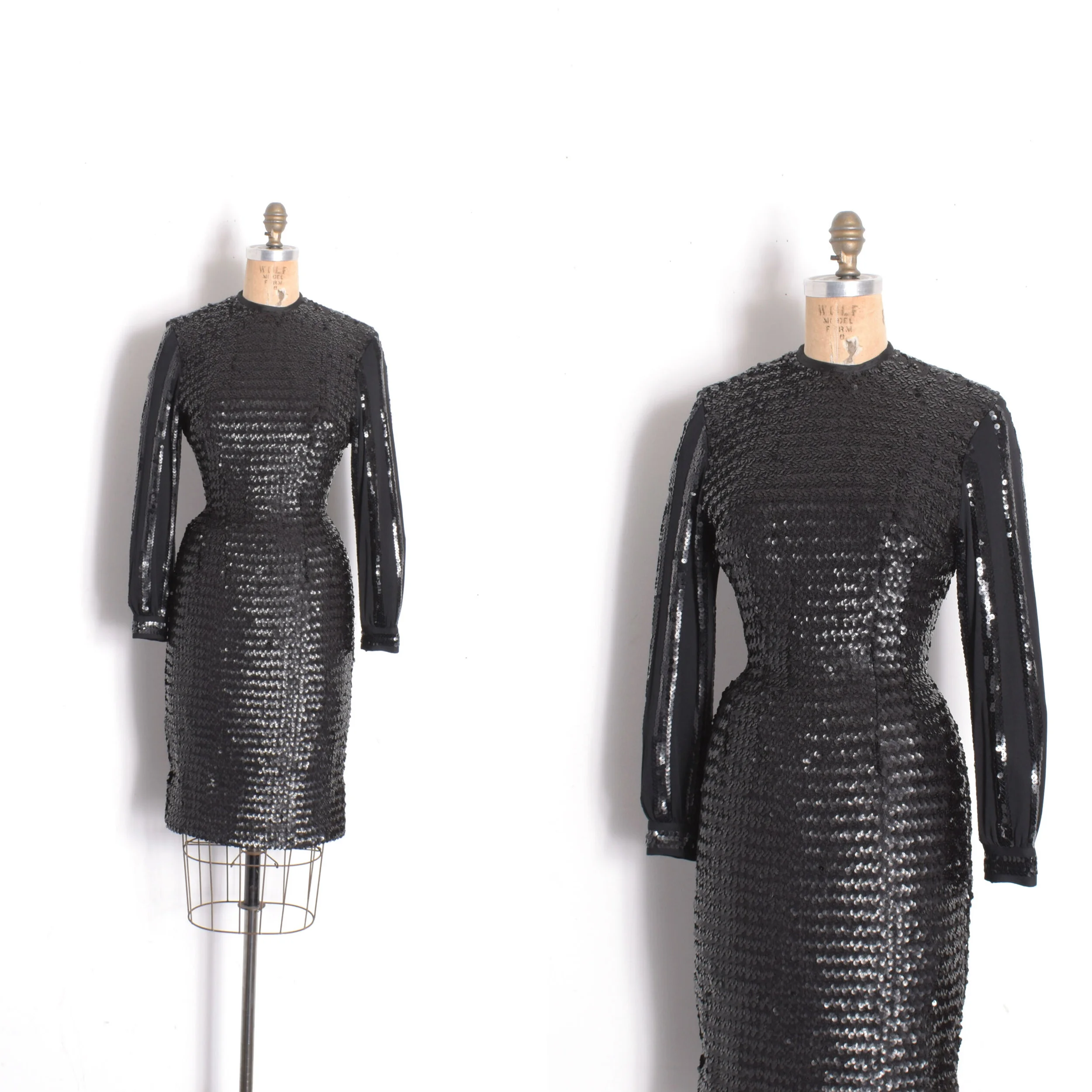 1950s Sequined Wiggle Dress-XS