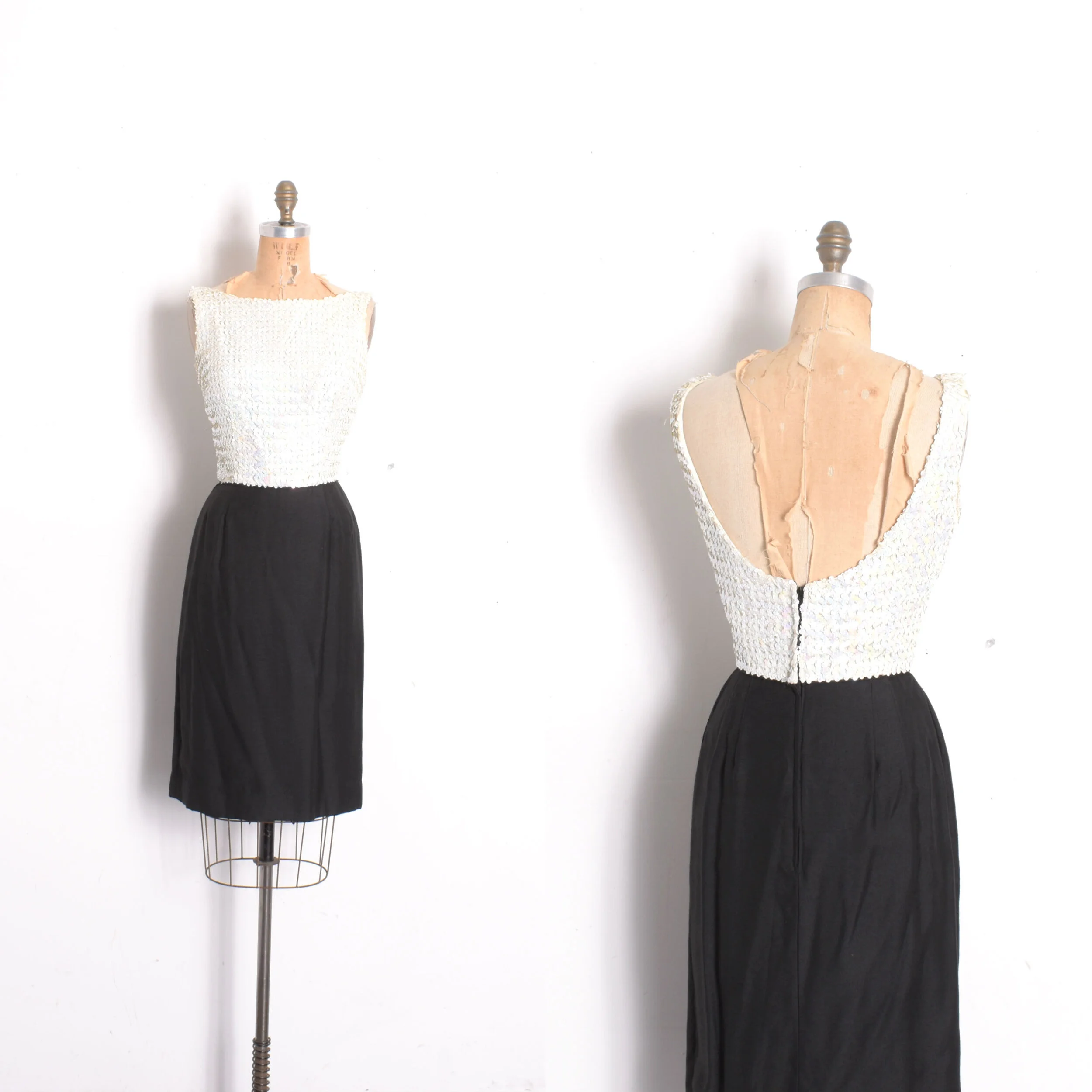 1960s Sequined Cocktail Dress-XS